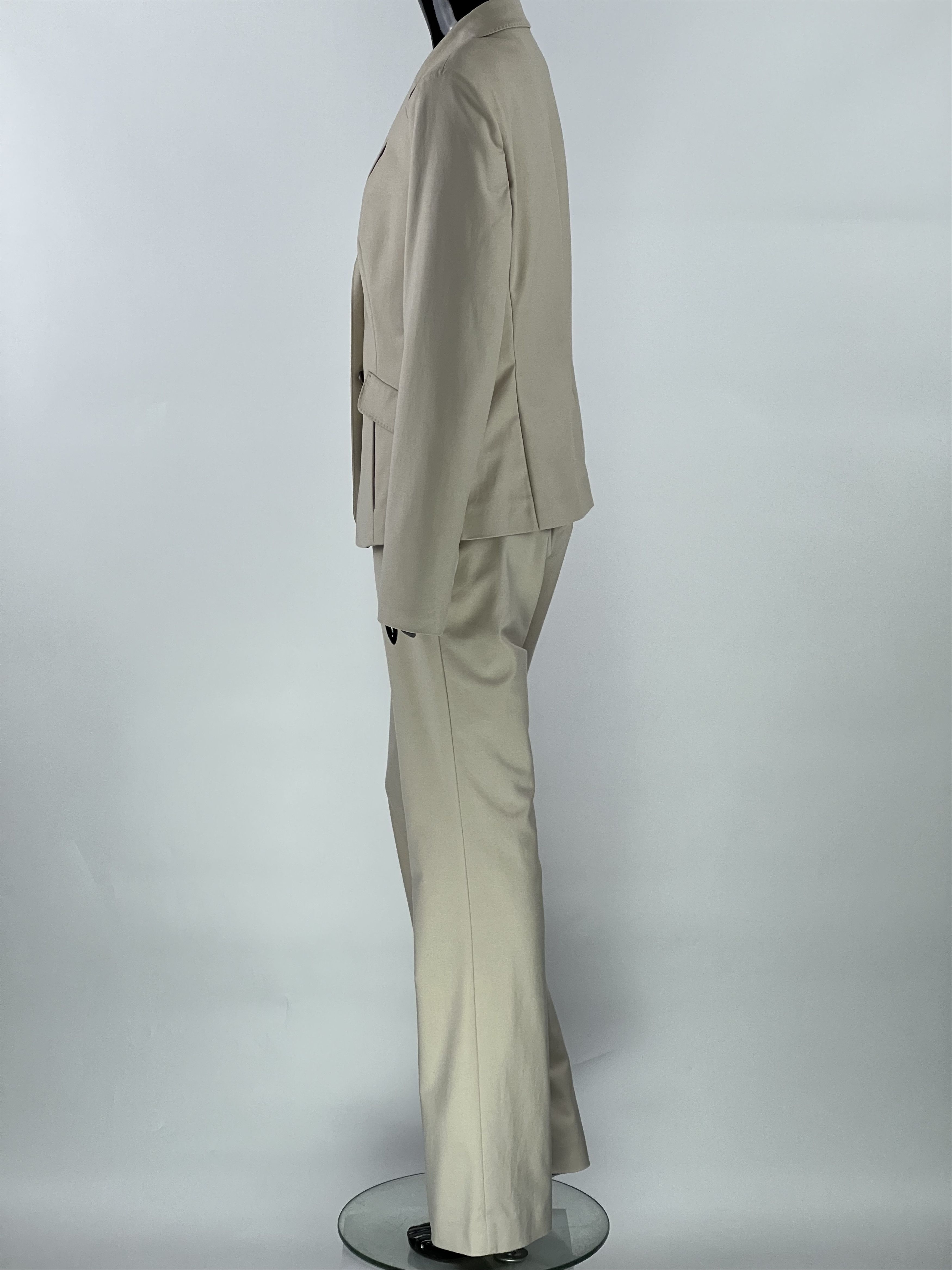 Designer Laurel Women's Beige Cotton Pant Suit Size US8 IT44 GB12 Size M / US 6-8 / IT 42-44 - 2 Thumbnail