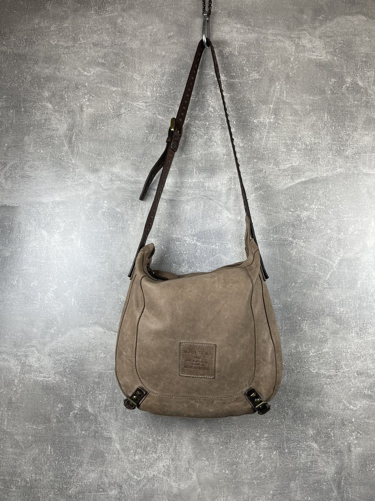 Montini Italian Beige Leather Avant Garde Shoulder Tote Bag, Women's
