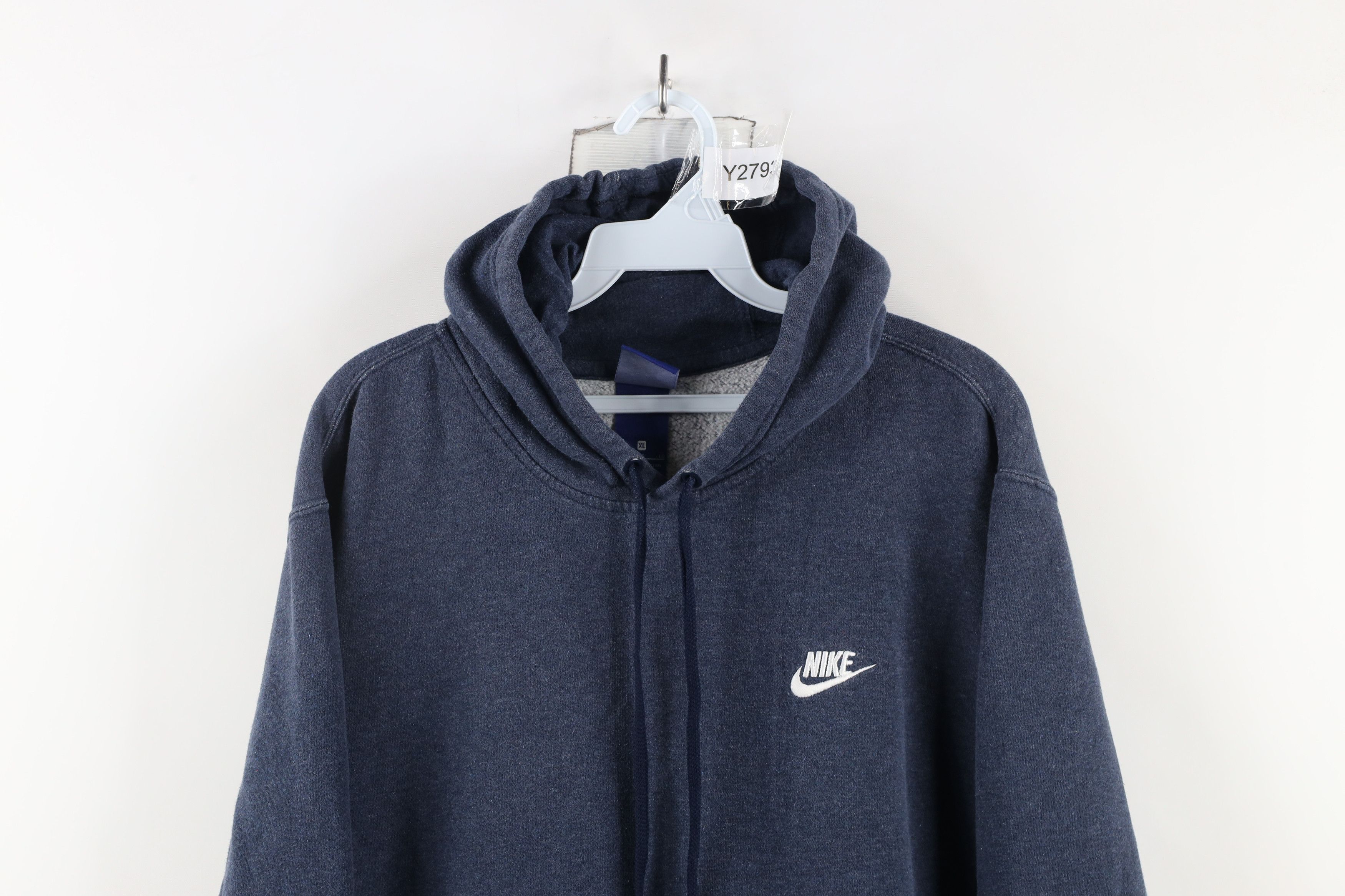 Nike × Vintage Vintage Nike Mini Swoosh Hoodie Sweatshirt Heather Blue Size US XL / EU 56 / 4 - 2 Thumbnail