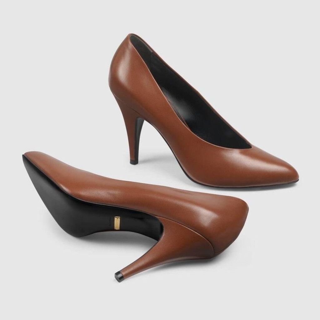 Gucci NEW Authentic Gucci Brown Vamp High Heel Leather Pumps 38.5 Size US 8.5 / IT 38.5 - 1 Thumbnail