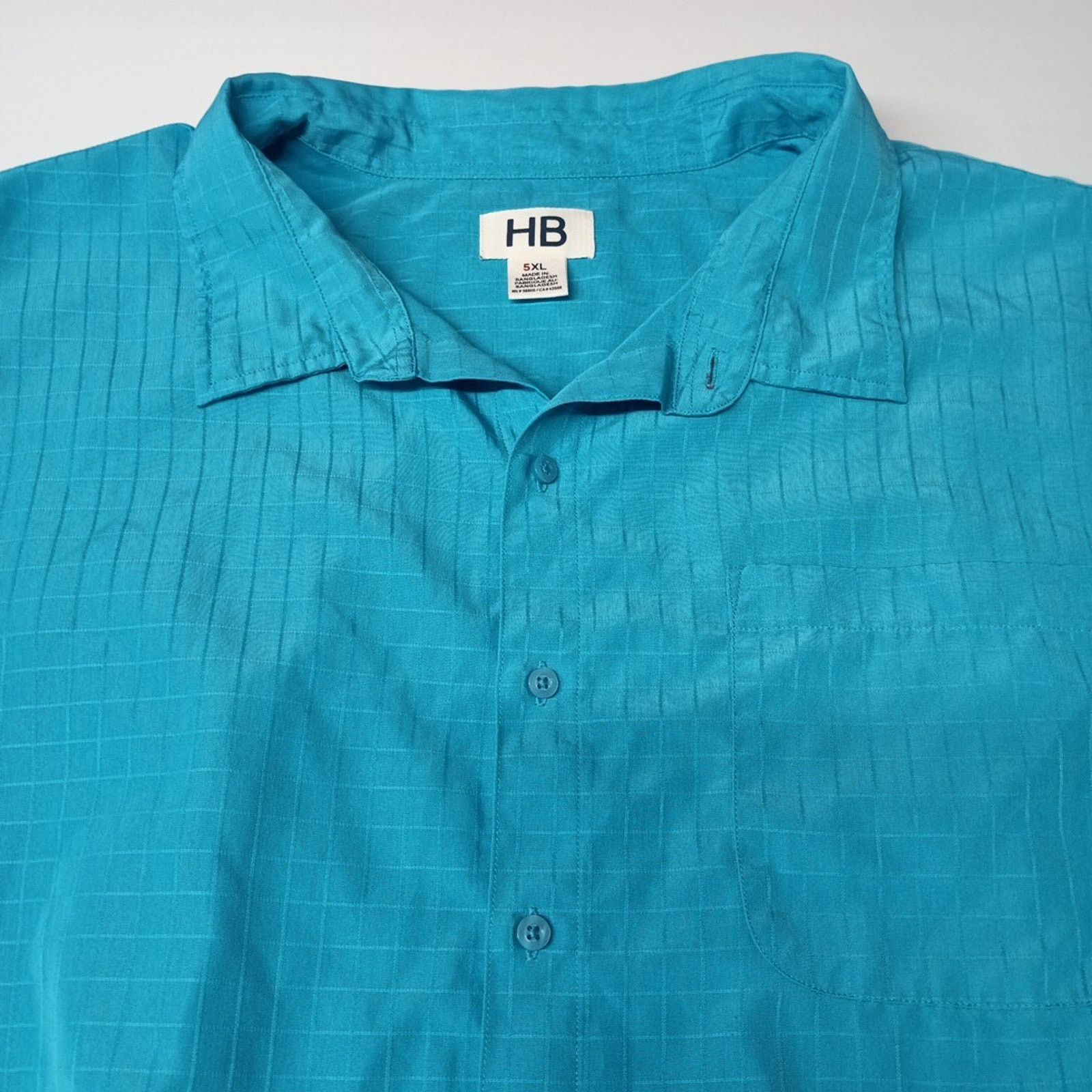 Other HB Harbor Bay Men's Shirt Size 5XL Green Textured Button Up Size US XXL / EU 58 / 5 - 2 Thumbnail