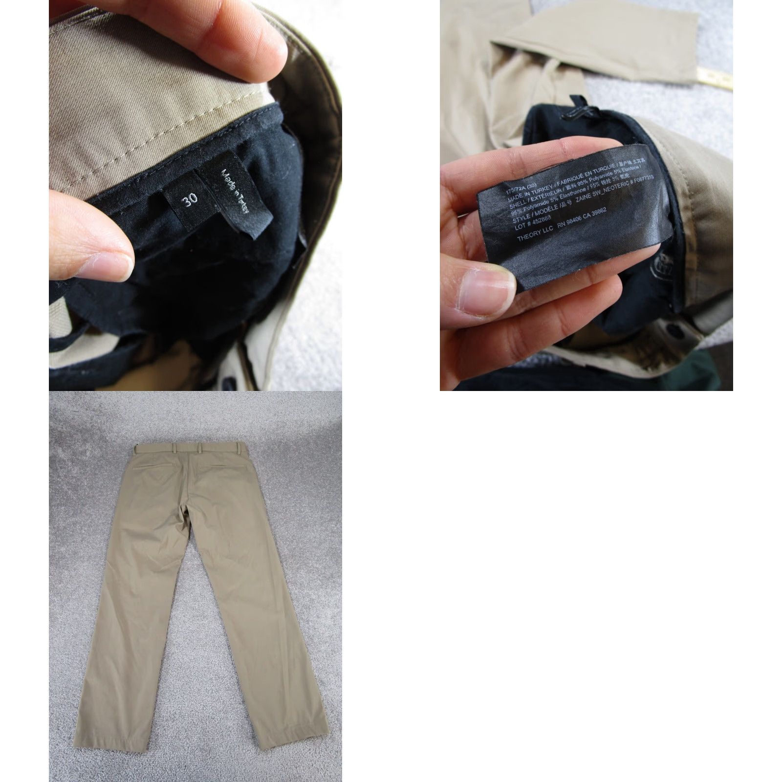 Theory Theory Pants Mens 30 Khaki Stretch Slim Straight Work Beiges Khakis City College Preppy Khakis Mens Slimming Retro - Size US 30 / EU 46 - 9 Thumbnail