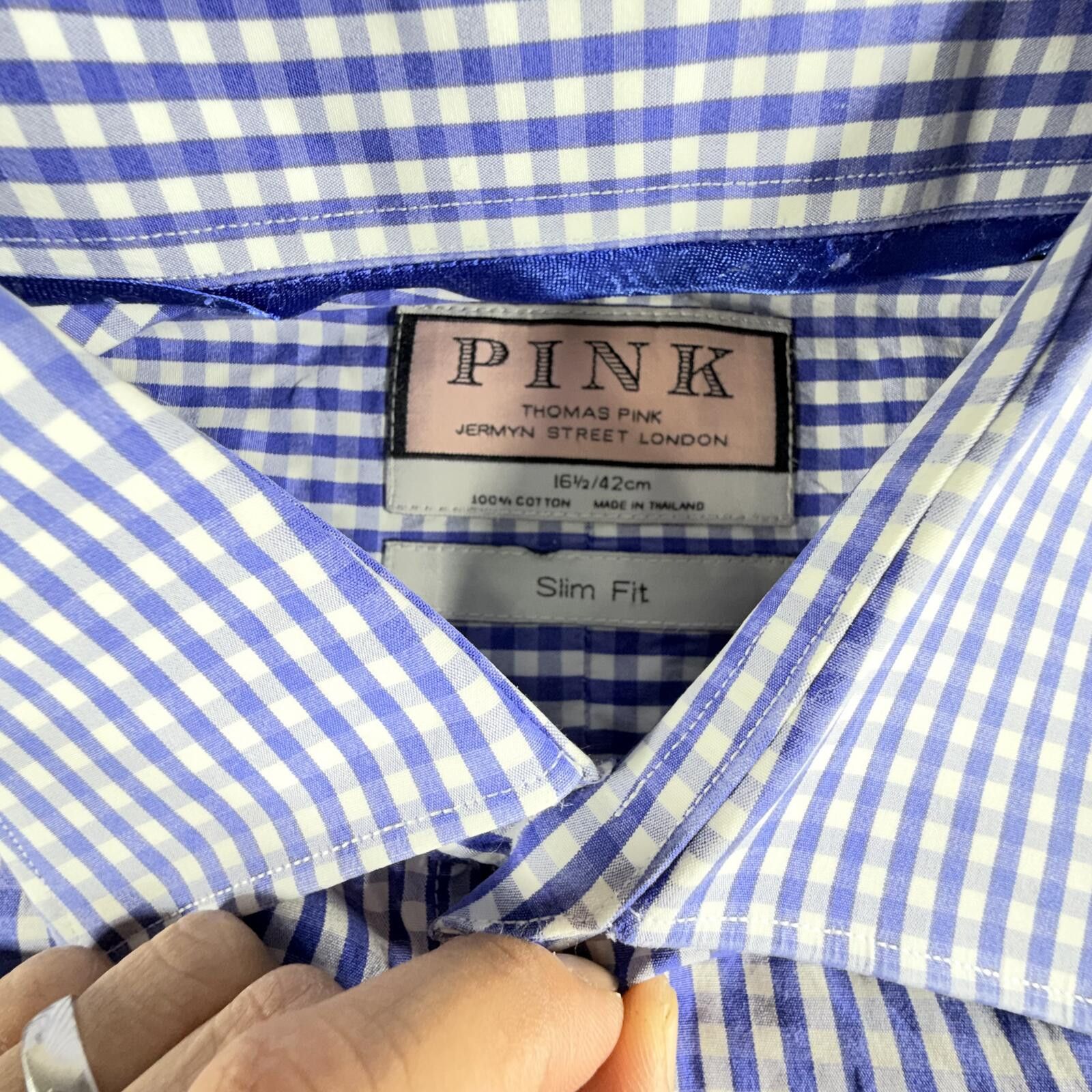 Thomas Pink Thomas Pink Shirt Men's 16 1/2 Blue Blue Plaid Button Up Size US L / EU 52-54 / 3 - 2 Thumbnail
