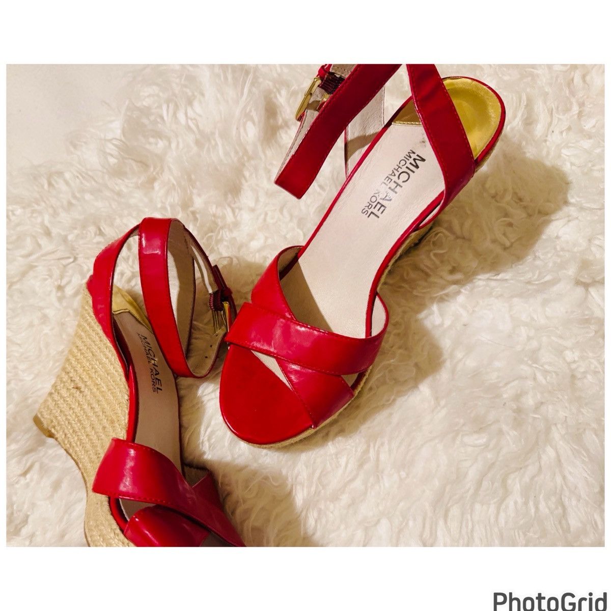Michael Kors Michael Kors Leather Logo Wedge Sandals 8 Size US 8 / IT 38 - 8 Thumbnail