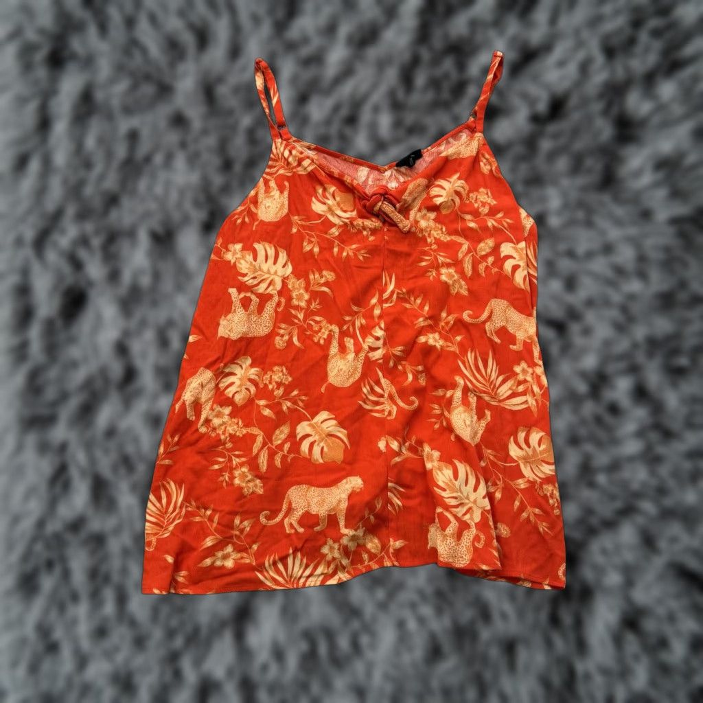 Torrid Torrid Tank Top Womens 2 Orange Animal Print Jungle Sleeveless Knot Front Cheetah Size XS / US 0-2 / IT 36-38 - 1 Thumbnail