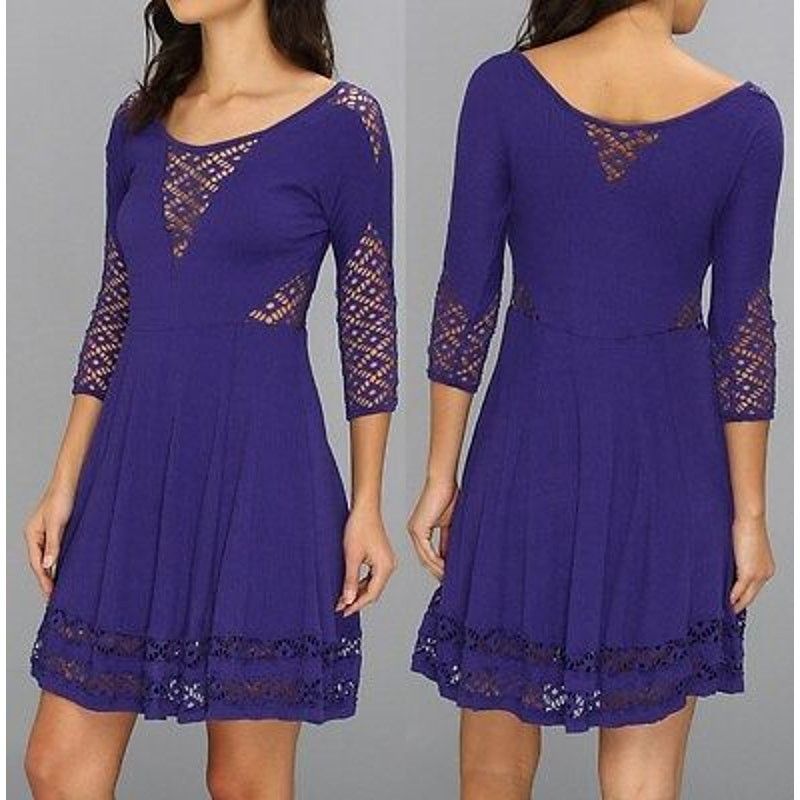 Free People Free People Women's Blue Knee Length Dress Medium Bohemian Size M / US 6-8 / IT 42-44 - 1 Thumbnail