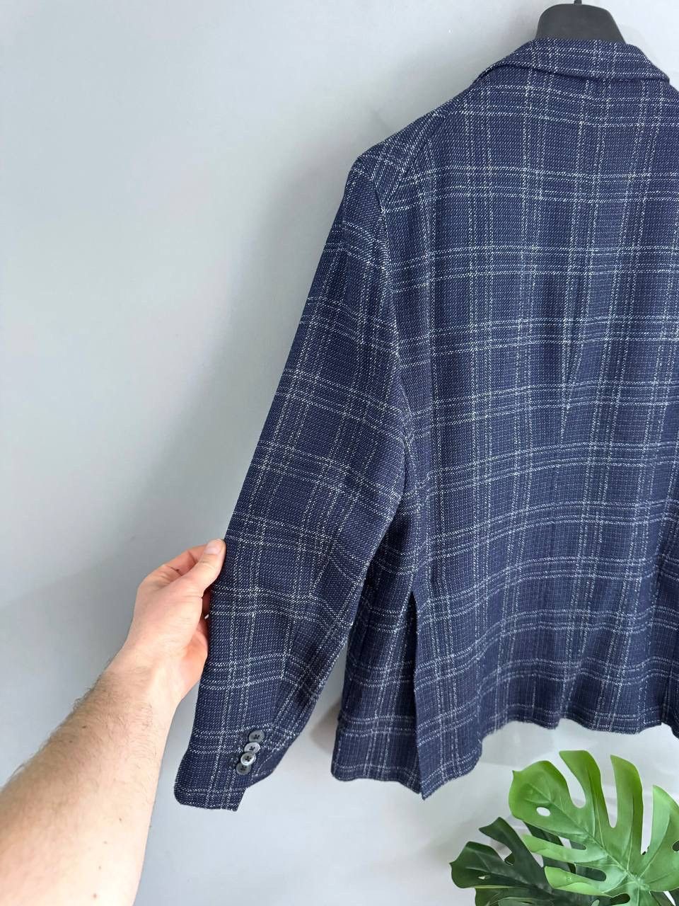 Paoloni Paoloni Men's Blazer Wool/Cotton Dark Blue Check, Size 52 Size 52R - 17 Thumbnail