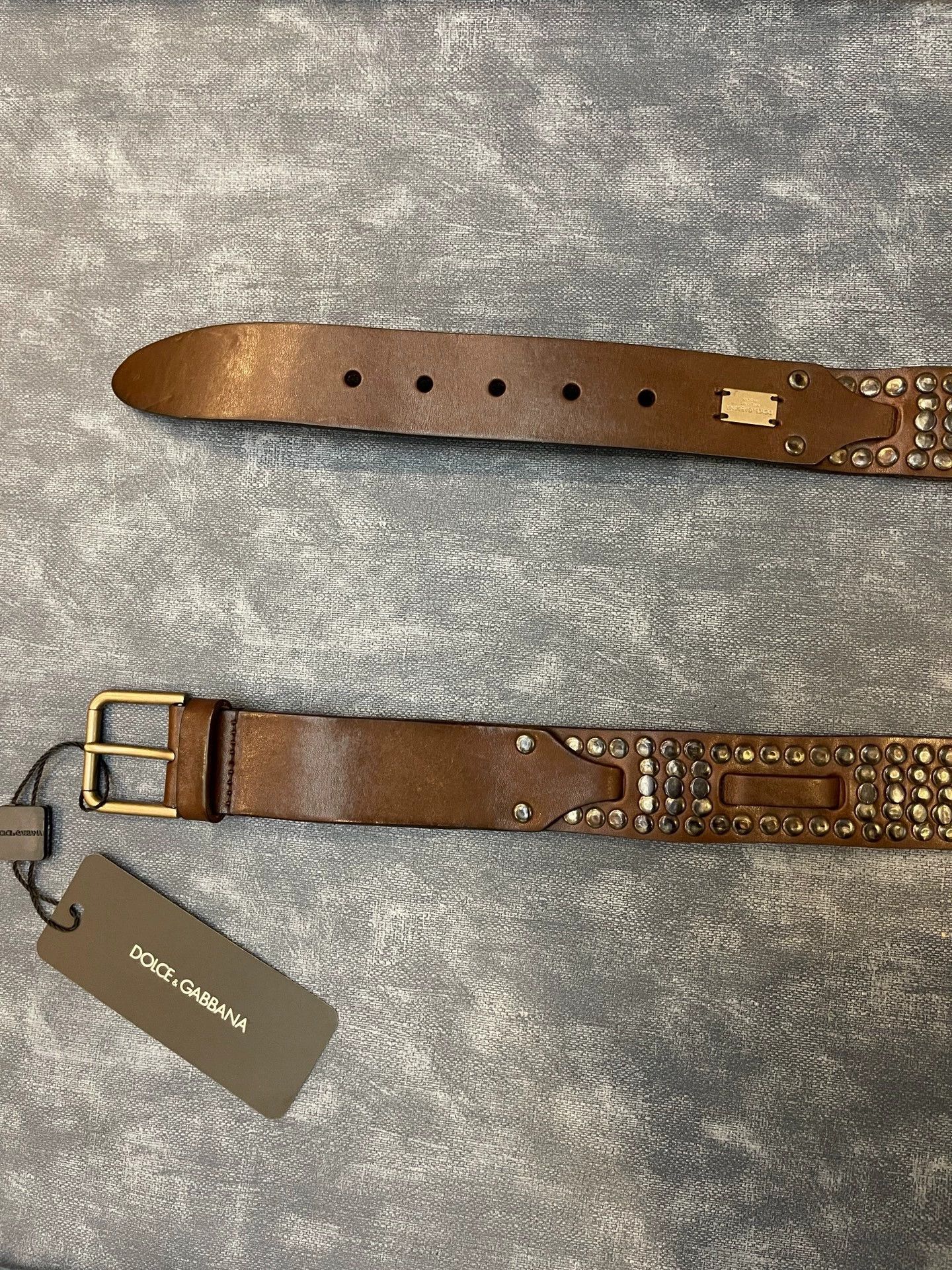 Dolce & Gabbana DG Heavy Duty Studded Cowhide Belt 3.5cm Black/Dark Brown Size ONE SIZE - 9 Thumbnail