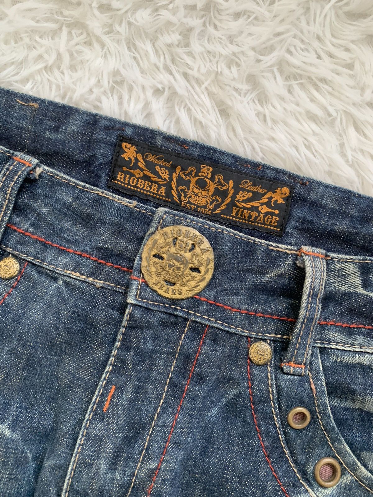 If Six Was Nine Vintage Biobera Barbwire Distress Flared Jeans Size US 34 / EU 50 - 3 Thumbnail