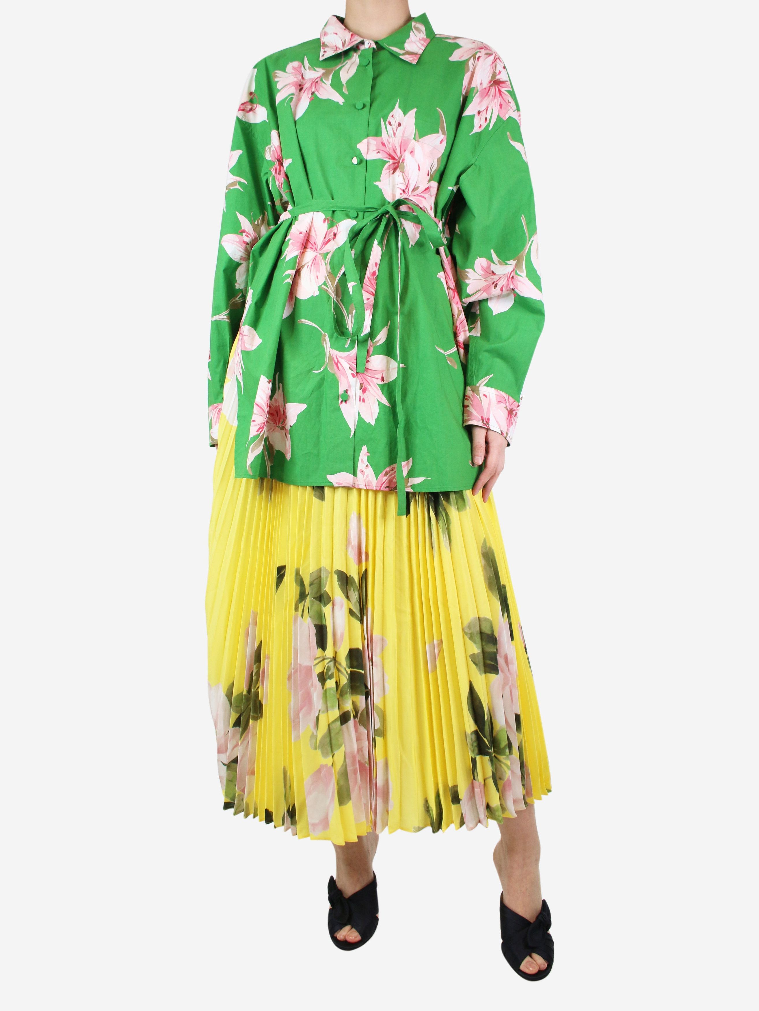 Green floral printed shirt - size UK 12