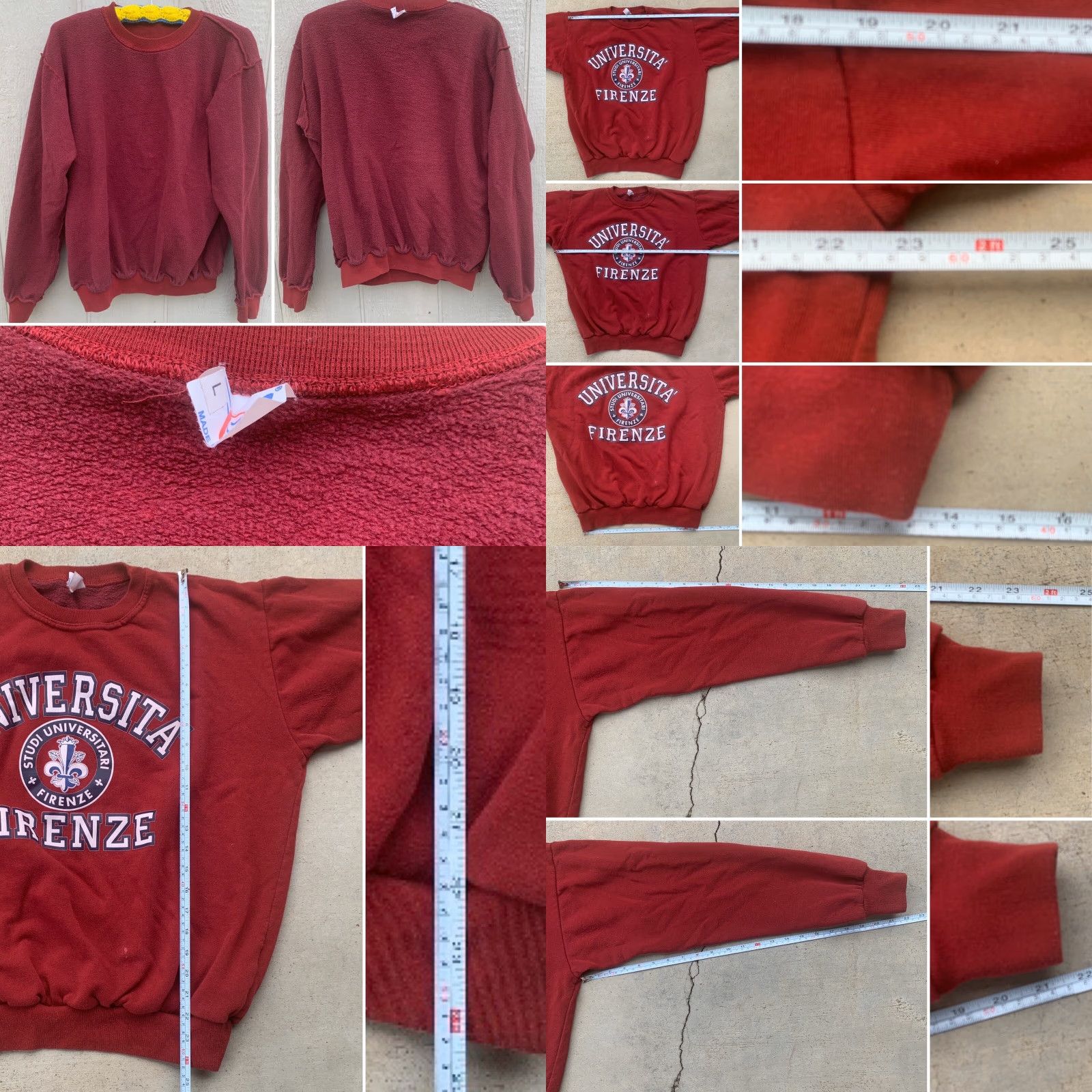 Spell VINTAGE Universita Firenze Sweatshirt Made in Italy L Logo Spell out Mens Sweatshirt Crew Neck Red 90s University Graphic Print Size US L / EU 52-54 / 3 - 8 Thumbnail
