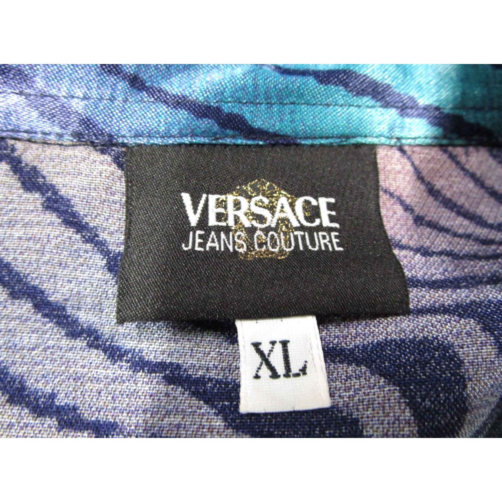 Versace Jeans Couture VINTAGE Versace Jeans Couture Shirt Men XL Blue Long Sleeve Button-Up Abstract Made Italy 90s 90s Floral Geometric Designer Mens Size US XL / EU 56 / 4 - 3 Thumbnail