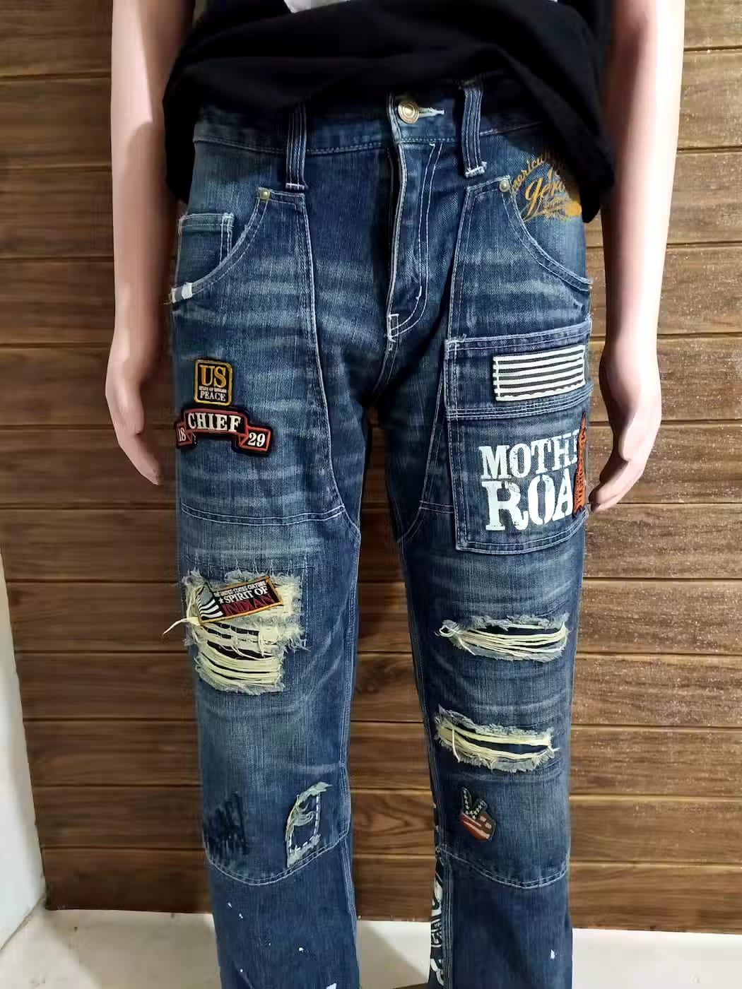Other Japanese Double Knee Denim Patchwork Distressed Painter Size US 31 - 2 Thumbnail