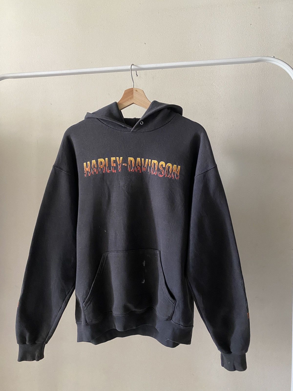 Harley Davidson Vintage Thrashed Faded 1990s Harley Davidson Flame Hoodie Size US M / EU 48-50 / 2 - 3 Thumbnail