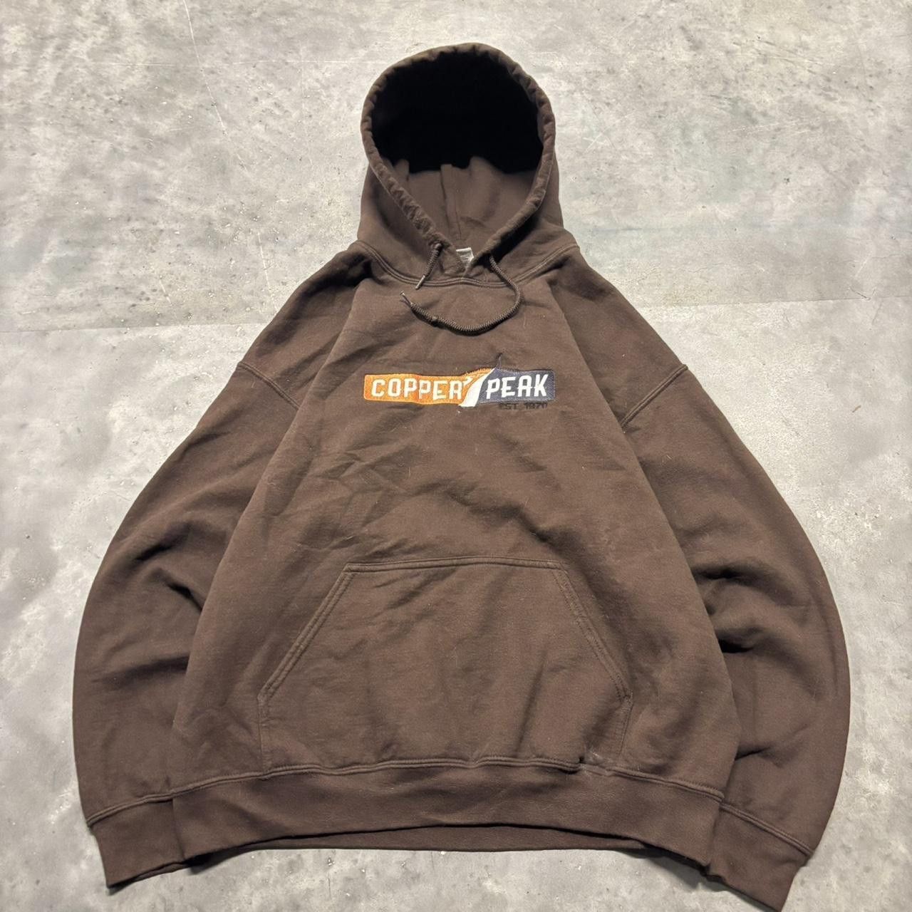 Japanese Brand × Vintage Crazy Vintage Y2K/2000s Brown Embroidered Streetwear Essential Hoodie! Size US L / EU 52-54 / 3 - 1 Thumbnail