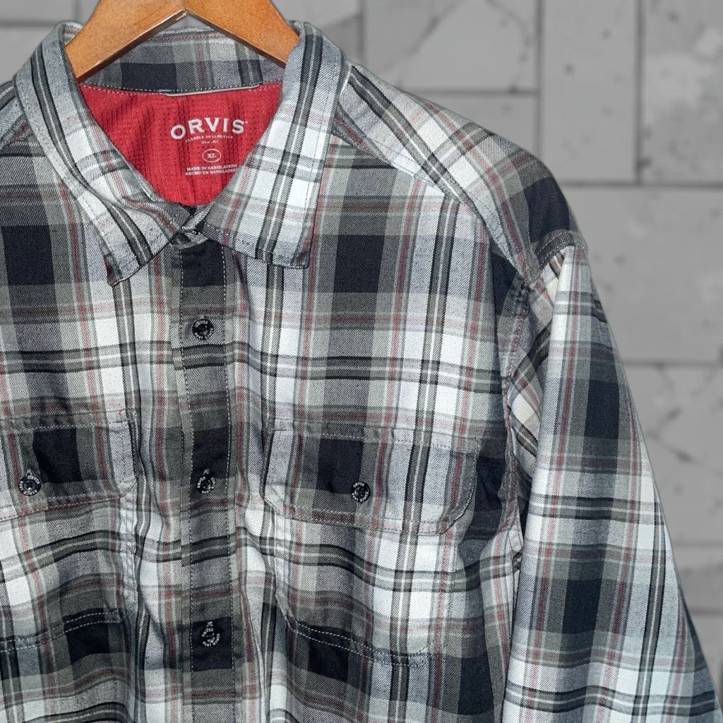 Orvis Orvis Shirt Plaid Gray Long Sleeve Button-Down Flannel XL Mens Size US XL / EU 56 / 4 - 1 Thumbnail