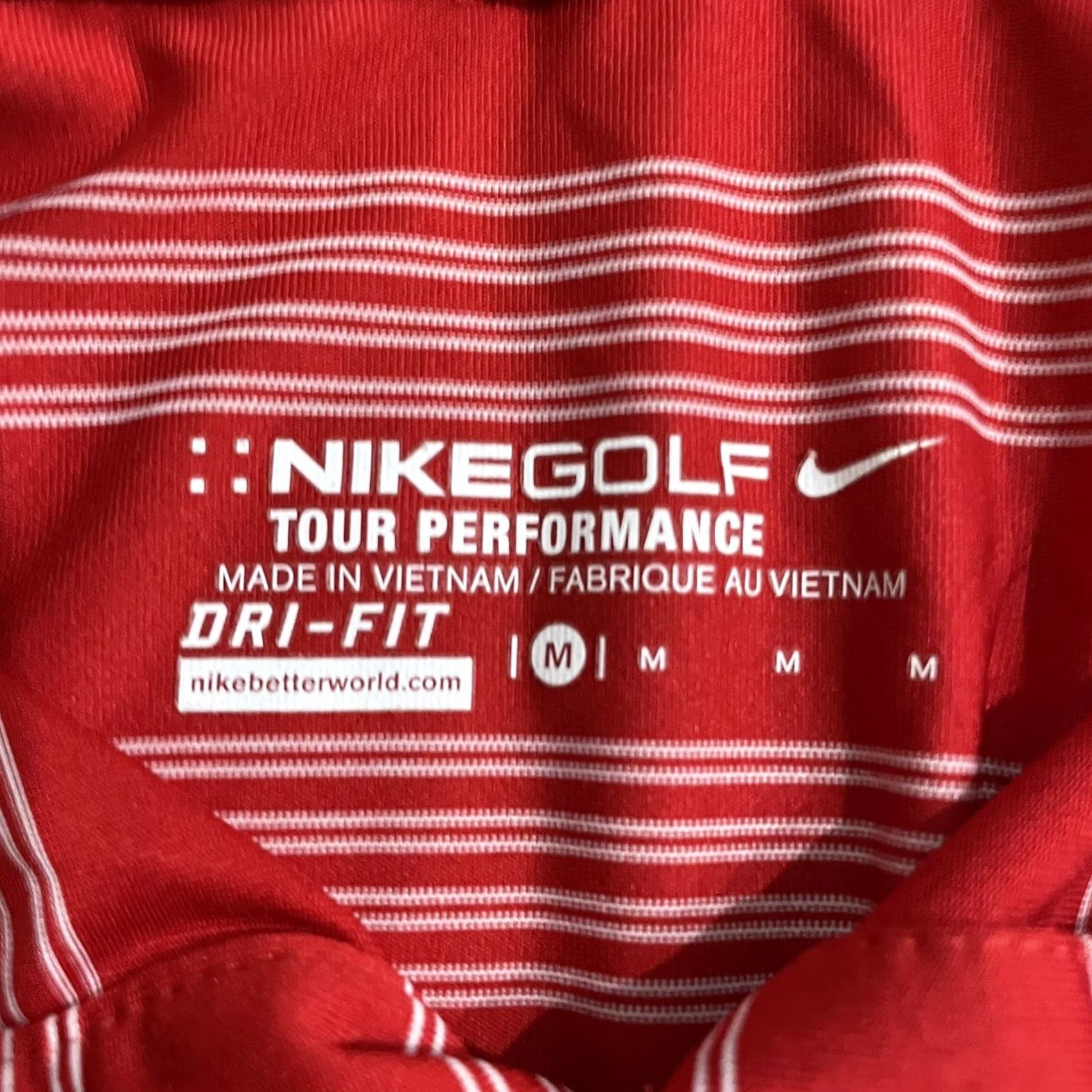Nike NikeGolf polo shirt Striped Dri-Fit Mens M Red Size US M / EU 48-50 / 2 - 4 Thumbnail