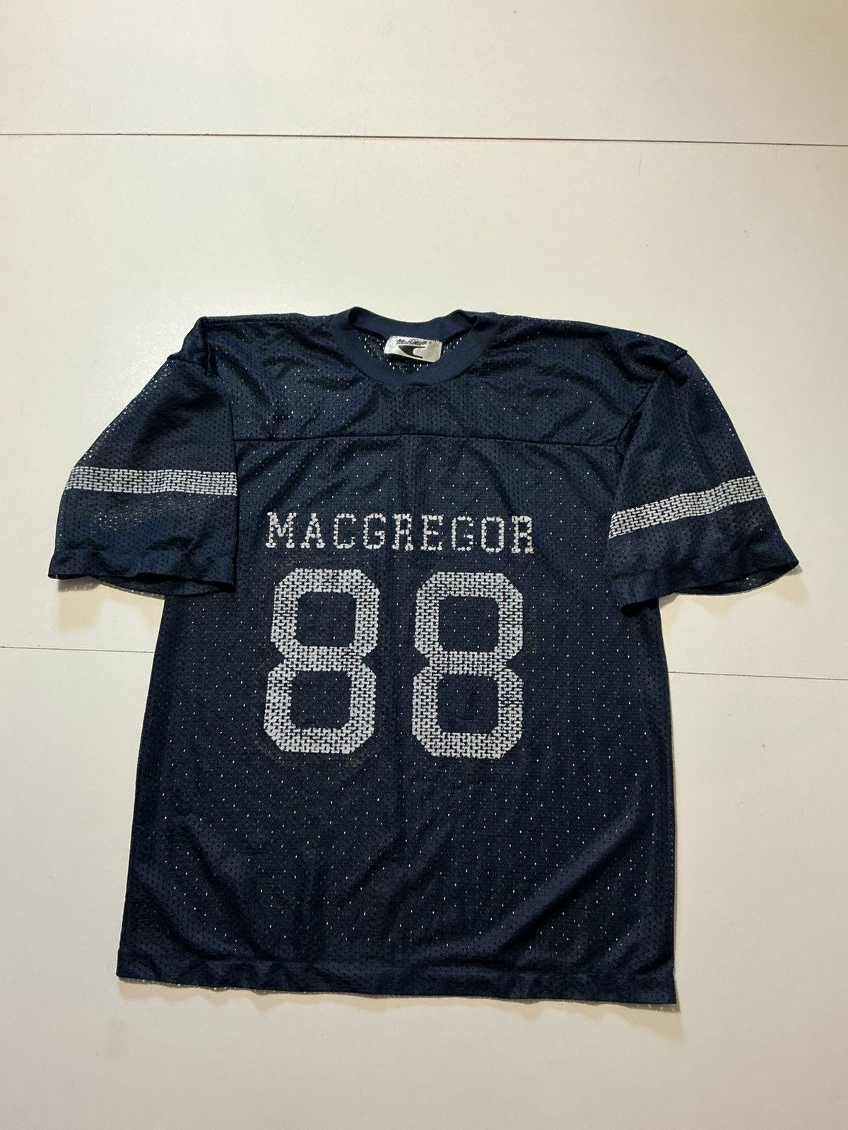 McGregor Vintage Macgregor 88 Navy Blue Striped Mesh Football Jersey Size US M / EU 48-50 / 2 - 1 Thumbnail