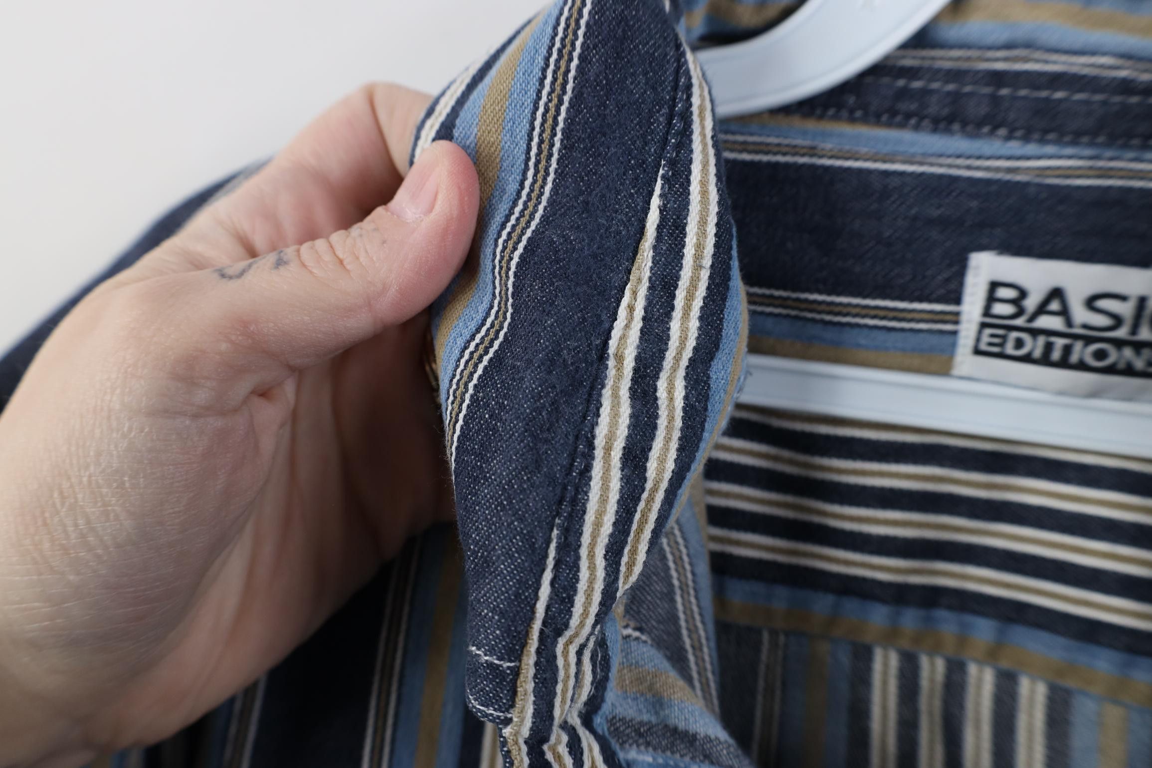 Vintage Vintage 90s Streetwear Block Denim Button Down Shirt Cotton Size US XL / EU 56 / 4 - 6 Thumbnail