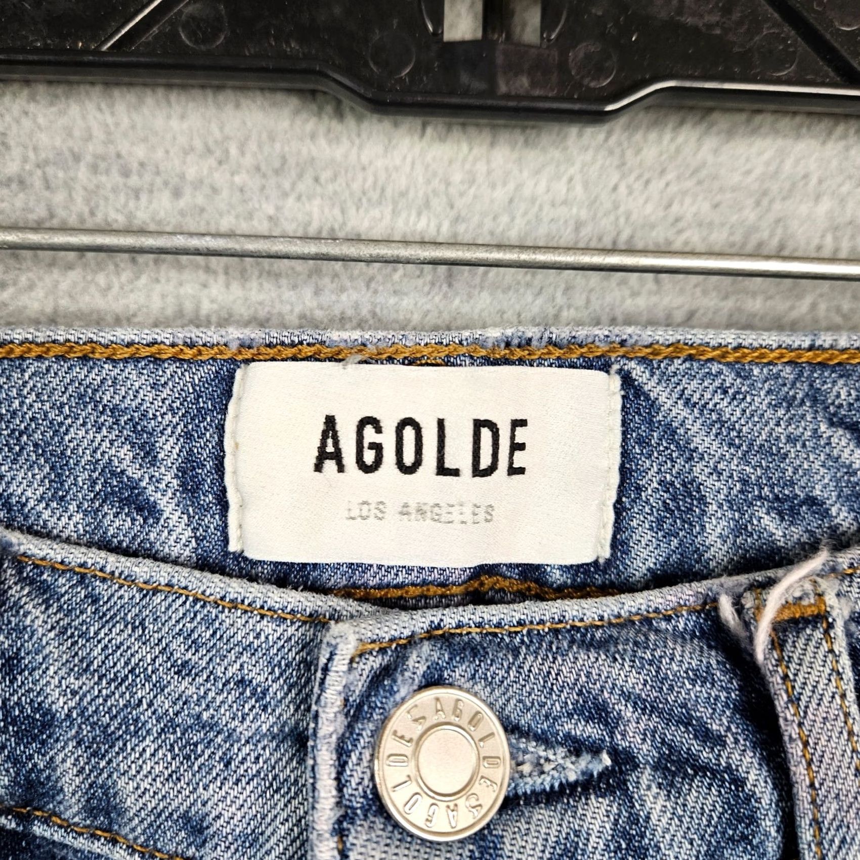 Agolde AGOLDE Jeans Straight 25 Women's Blue Light Wash 5-Pocket Denim Belted Crop Mid Rise Casual Everyday Regular Fit Size 42" / US 20 - 2 Thumbnail