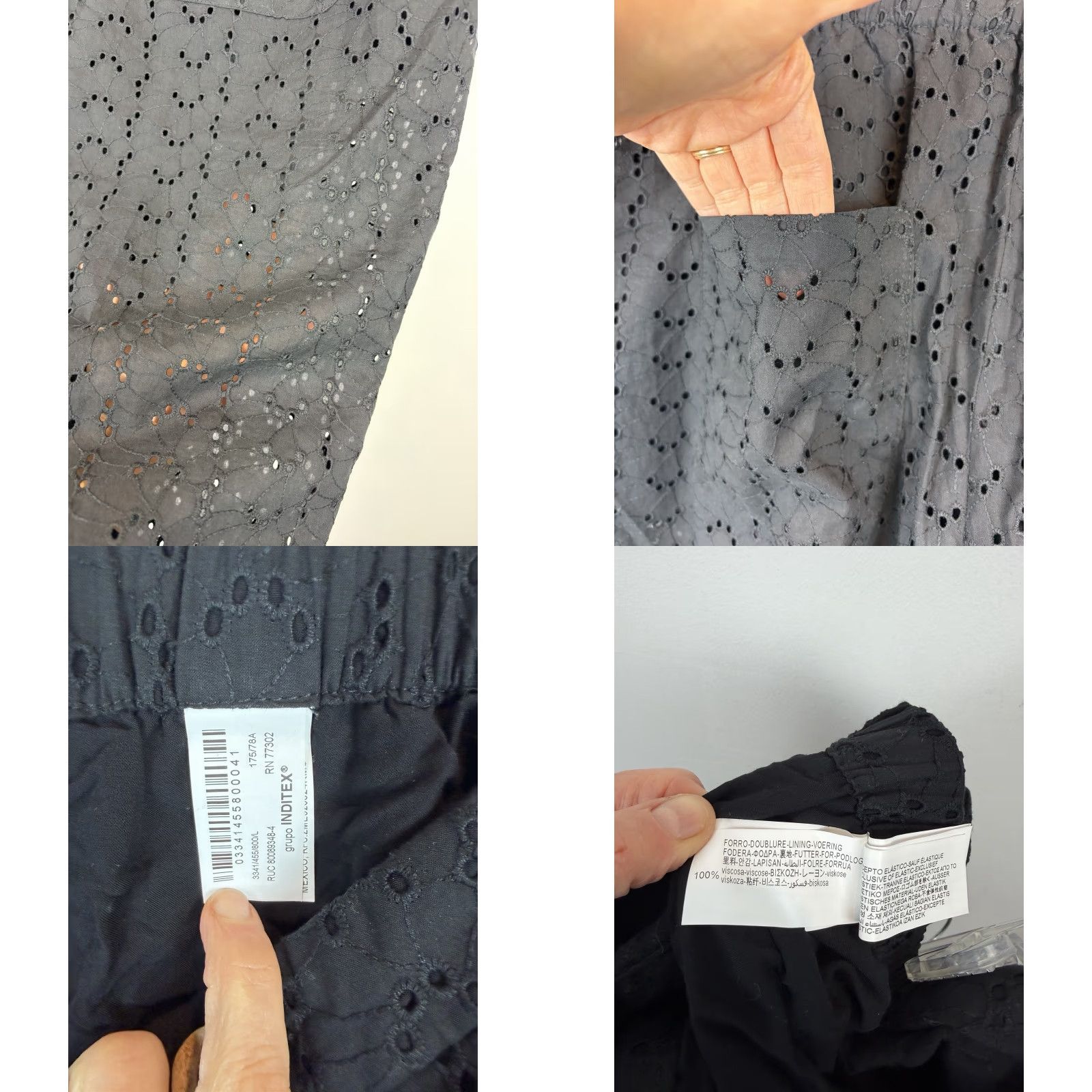 Zara Zara Pants Women Large Wide-Leg Black Cotton Beaded Embroidered Pocket Elastic Waist Dry Casual Beach Vintage No Size 36" / US 14 / IT 50 - 8 Thumbnail
