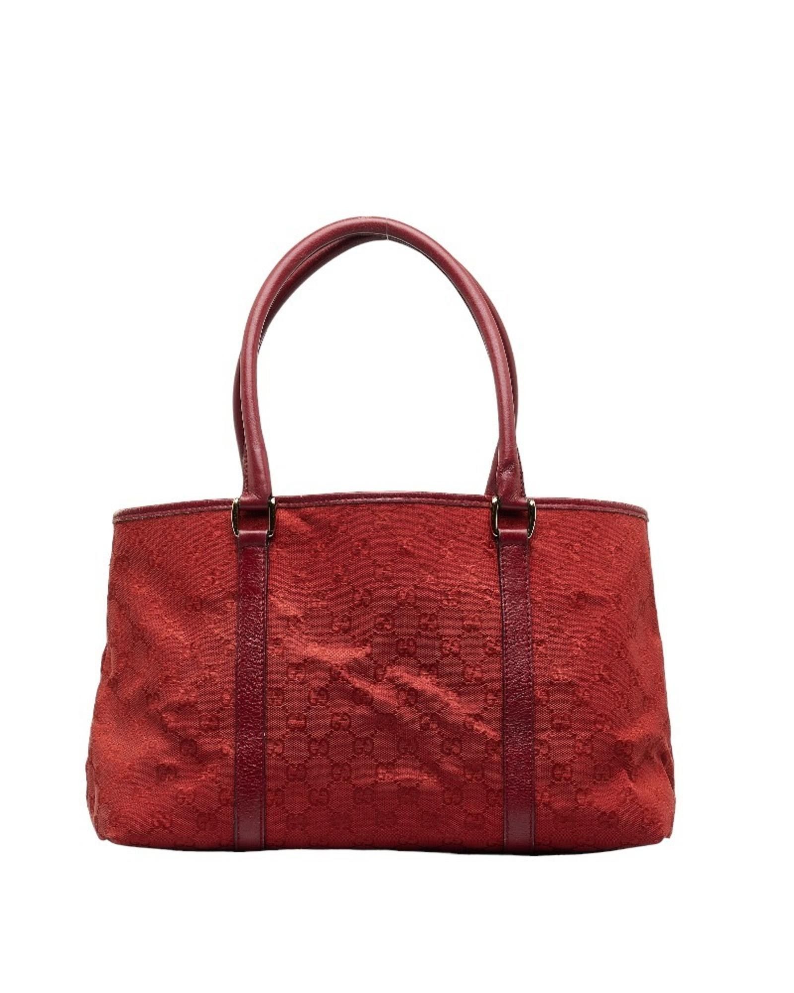 image of Gucci Luxurious Red Canvas Tote Bag, Women's