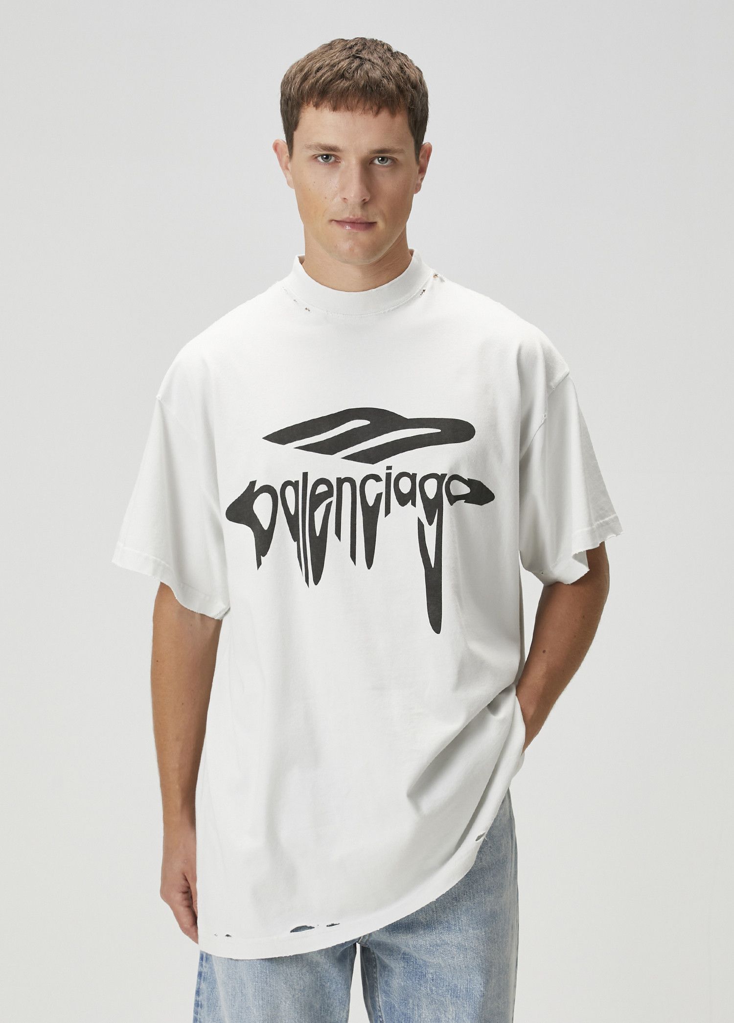 Balenciaga BALENCIAGA 3B Liquified white oversize t-shirt Size 1 q Size US S / EU 44-46 / 1 - 1 Thumbnail
