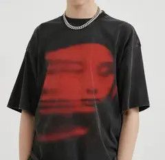 Japanese Brand Ishiguro x Kida Red Face Graphic T Shirt Size US M / EU 48-50 / 2 - 5 Thumbnail