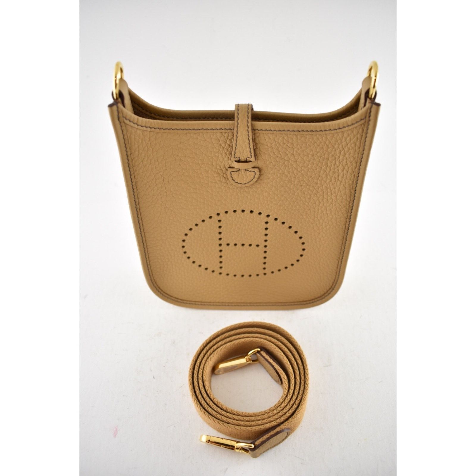 Hermes Hermes Mini Evelyne Camel Gold Leather Crossbody Bag Size ONE SIZE - 5 Thumbnail