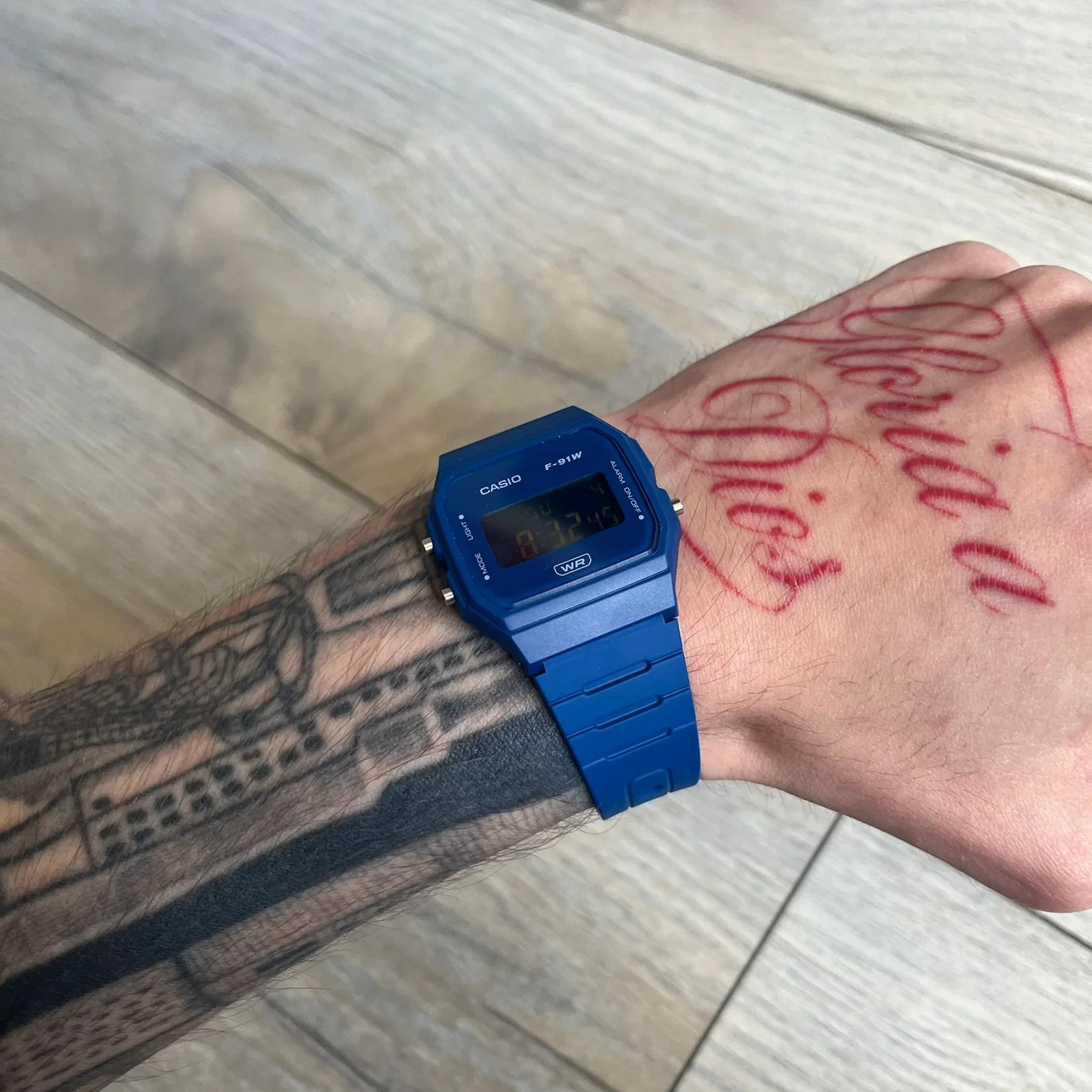 Casio Casio F-91W "Inverted Blue" Dark Blue Digital Watch Size ONE SIZE - 4 Thumbnail