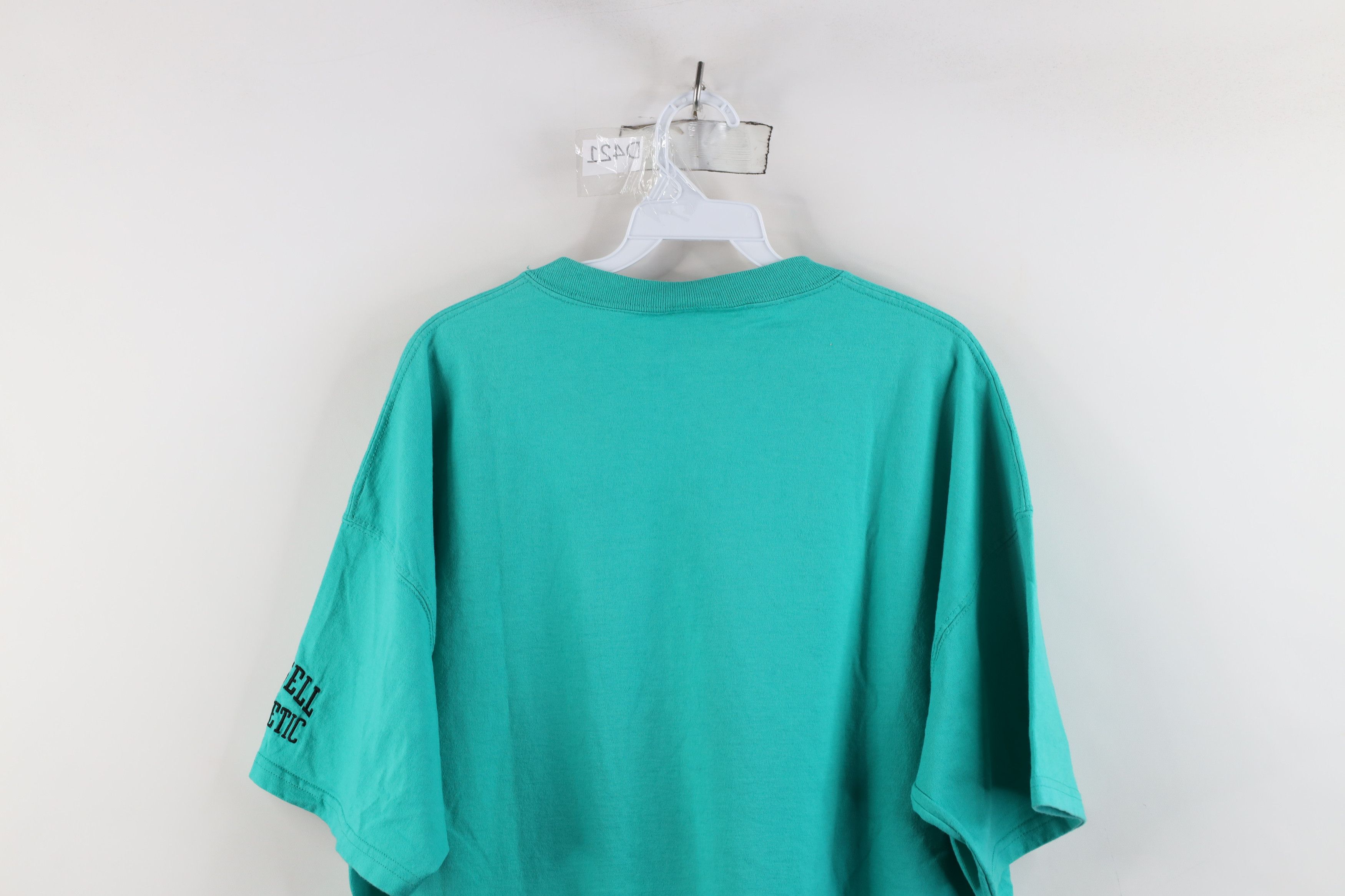 Russell Athletic × Vintage Vintage 90s Russell Athletic Heavyweight Cotton T-Shirt Teal Size US XL / EU 56 / 4 - 12 Thumbnail