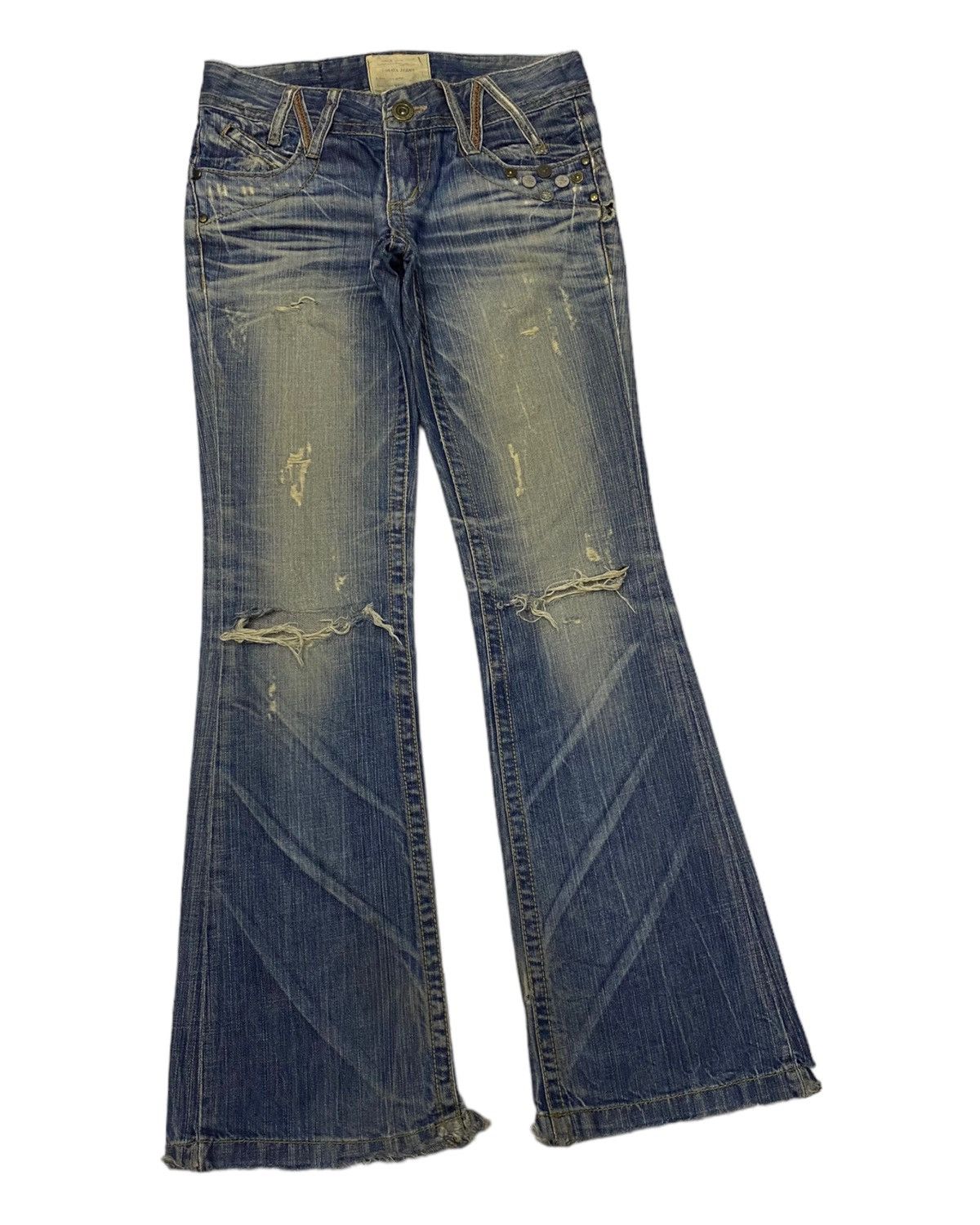 If Six Was Nine 🔥FLARE JEANS LOLITA LOW RISE DISTRESSED FLARE DENIM JEANS Size US 30 / EU 46 - 3 Thumbnail