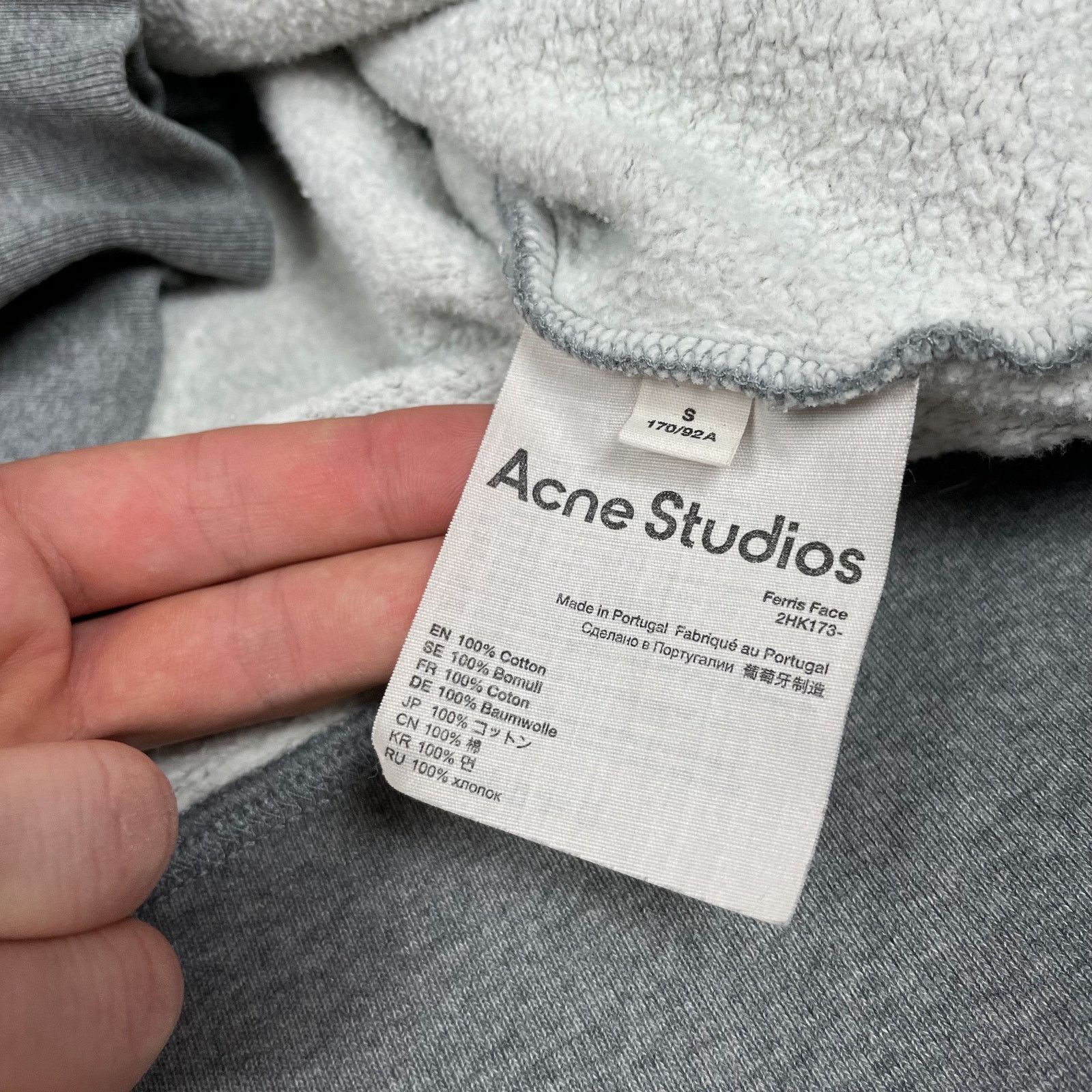 Acne Studios Acne Studios Ferris Face Men's Gray Cotton Pullover Hoodie S Size US S / EU 44-46 / 1 - 7 Thumbnail