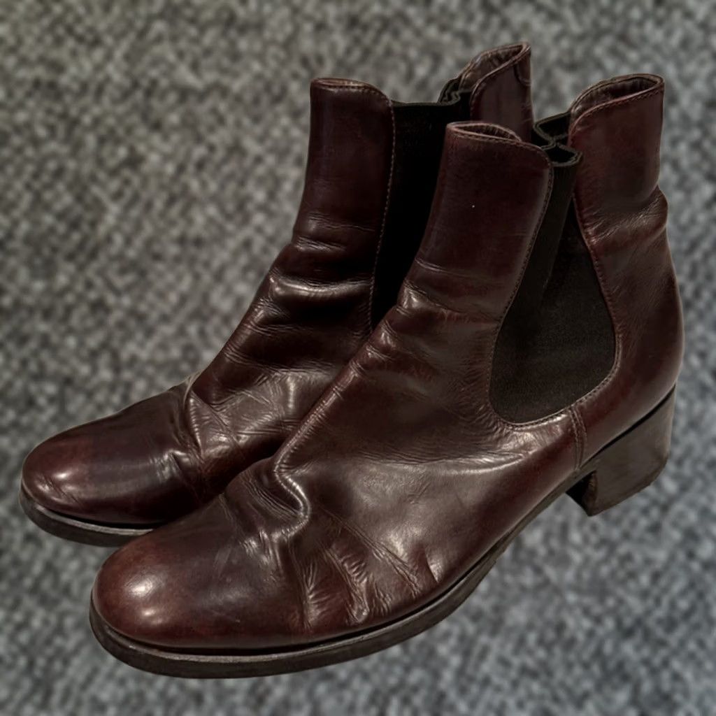 Vintage VINTAGE 50s Chelsea Boots Sz 40 Burgundy Oxblood Leather Made in Italy Men Boot Chelsea 50s Leather Handmade Shoes Size 7 US 40 EU OxBlood Mens Size US 7 / EU 40 - 1 Thumbnail