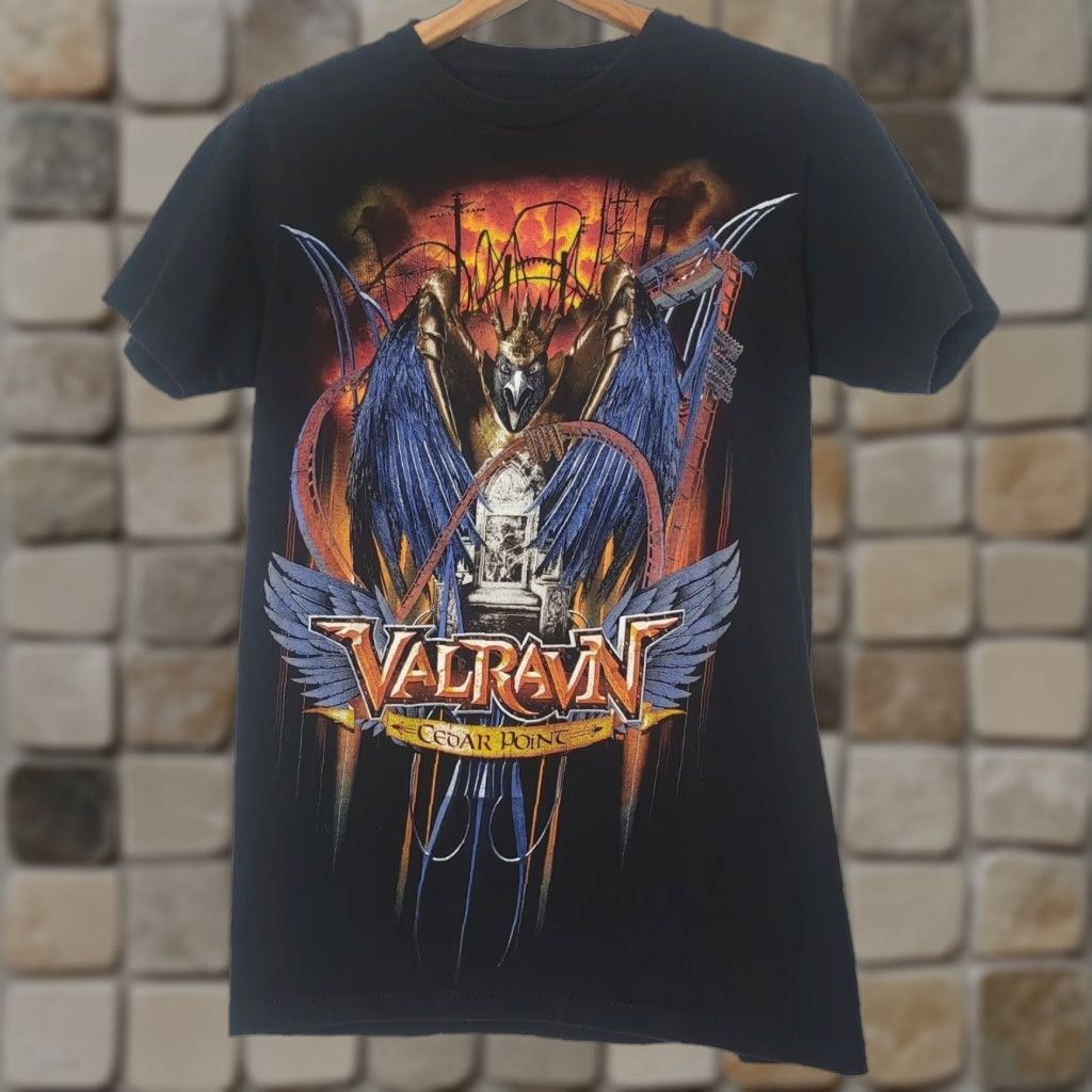 Vintage Cedar Point Shirt Women Small Black Short Sleeve Round Neck T-Shirt Slim Fit 100% Cotton Valley Falravn Roller Coaster Theme Park Size S / US 4 / IT 40 - 1 Thumbnail