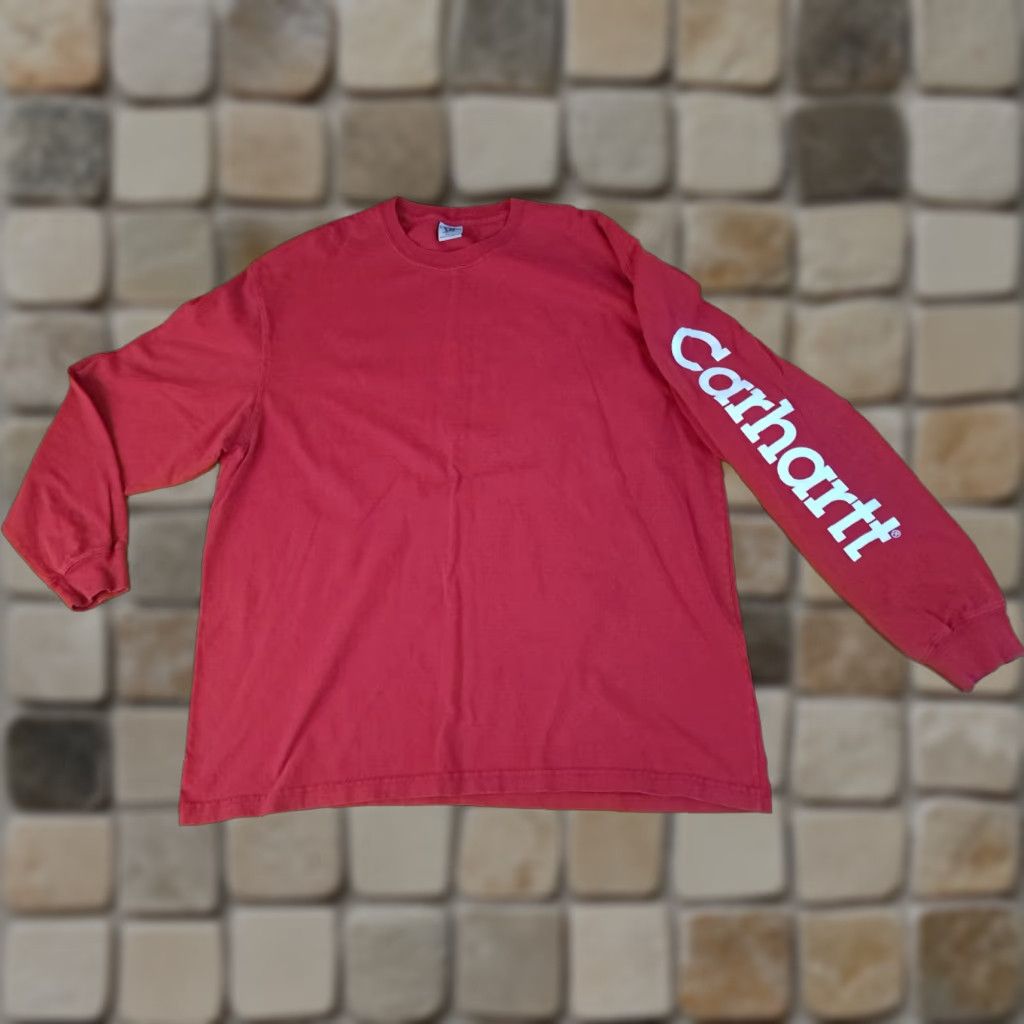 Carhartt VINTAGE Carhartt Long Sleeve T-Shirt Red Large 90s Cotton Printed Unisex Adults Mens Womens Size US L / EU 52-54 / 3 - 1 Thumbnail