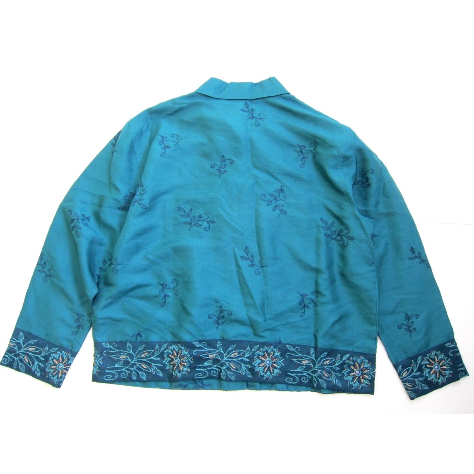 Coldwater Creek Coldwater Creek Blouse Long Sleeve Silk Green Embroidered Button Down Large Womens Size L / US 10 / IT 46 - 2 Thumbnail