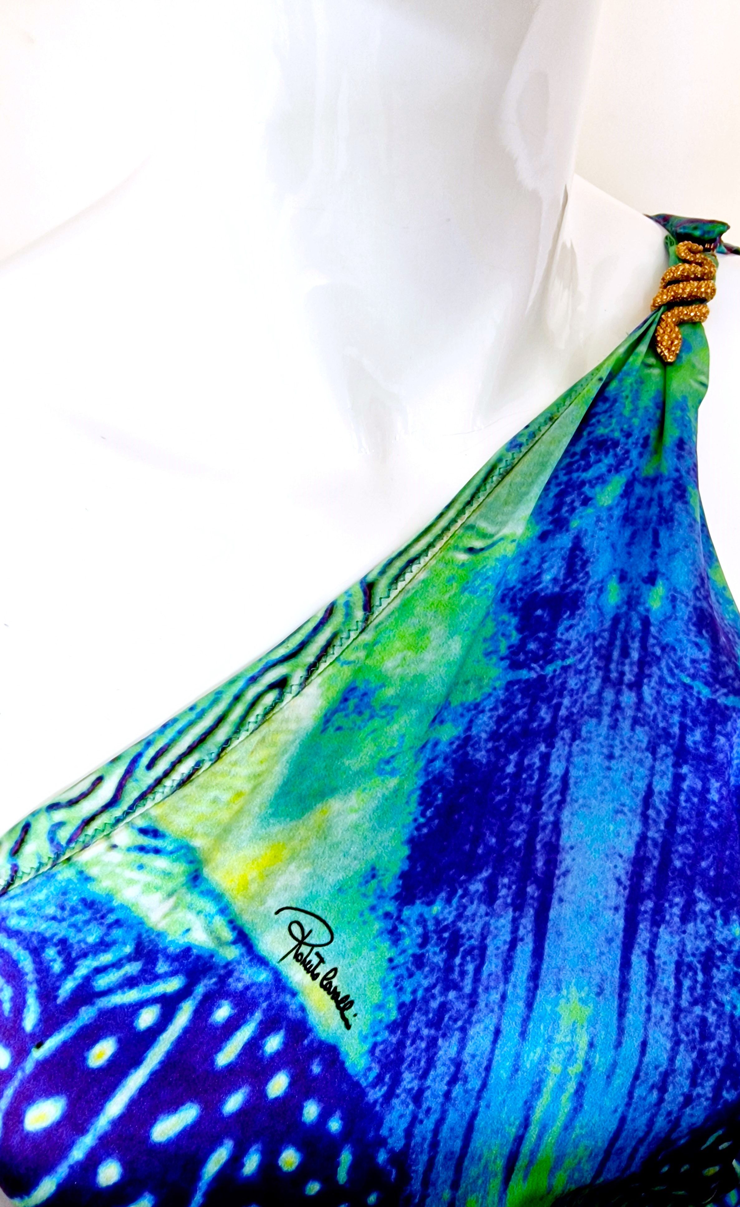 Roberto Cavalli Roberto Cavalli Vibrant Silk Peacock Feather Snake Dress Size XS / US 0-2 / IT 36-38 - 8 Thumbnail