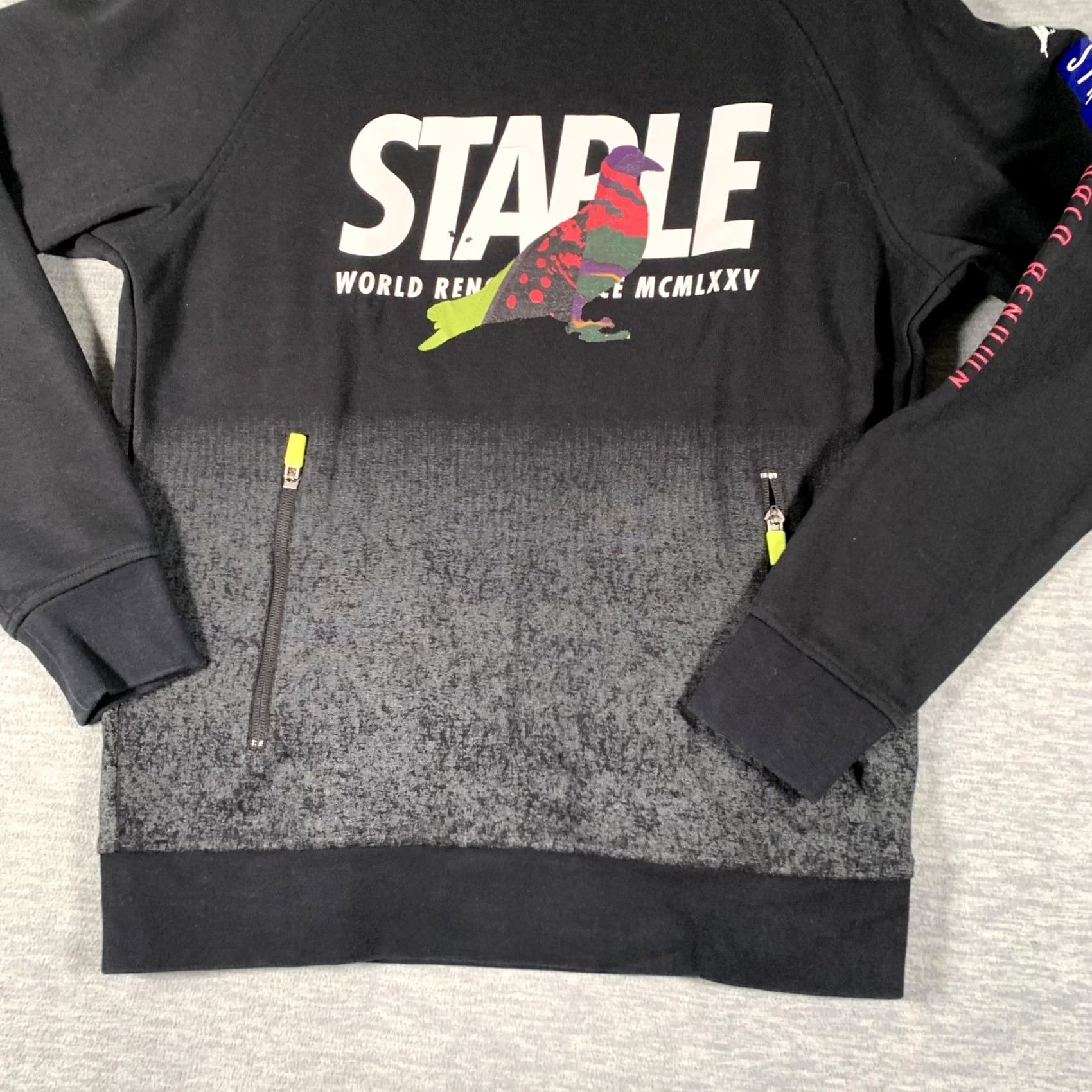 Vintage VINTAGE Staple Sweatshirt Mens S Black Pigeon Graphic Zip Pocket Fleece Pullover Size US S / EU 44-46 / 1 - 3 Thumbnail