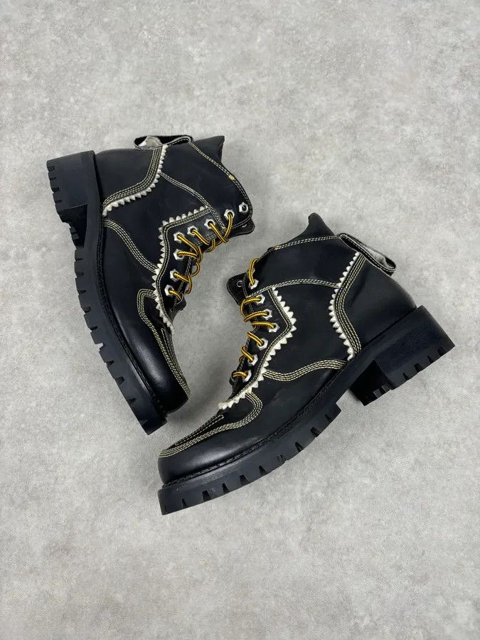 Dsquared2 2000s Dsquared2 Black Leather Contrast Stitch Boots Size US 8 / EU 41 - 2 Thumbnail