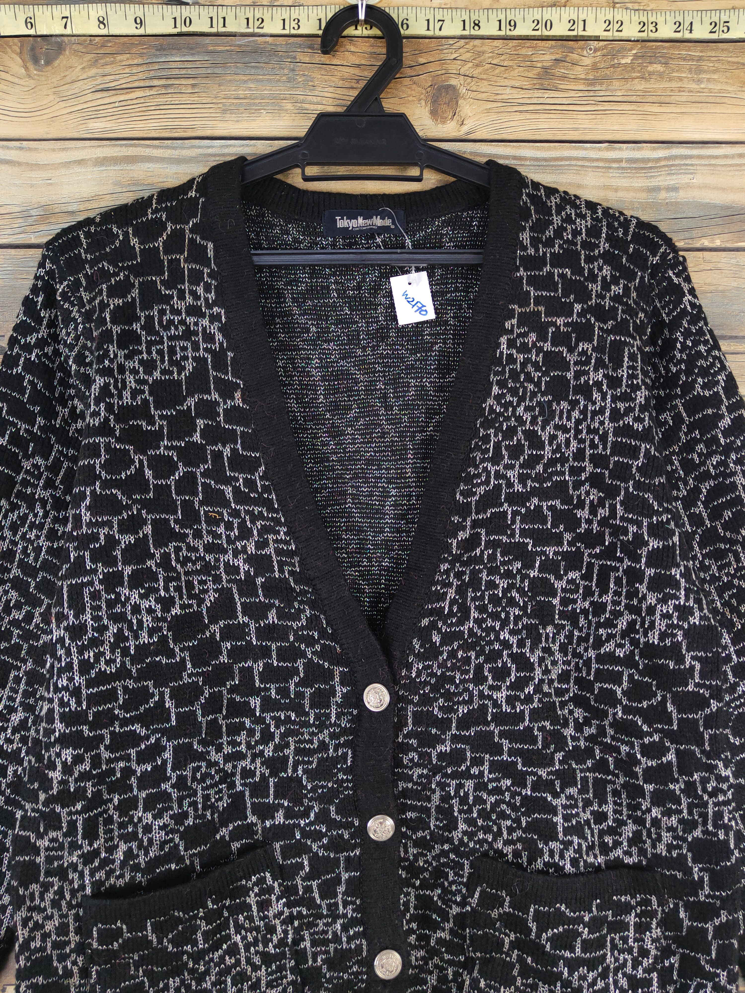 Homespun Knitwear Tokyo New Mode Black Knitwear Cardigan #W2170 Size US M / EU 48-50 / 2 - 2 Thumbnail