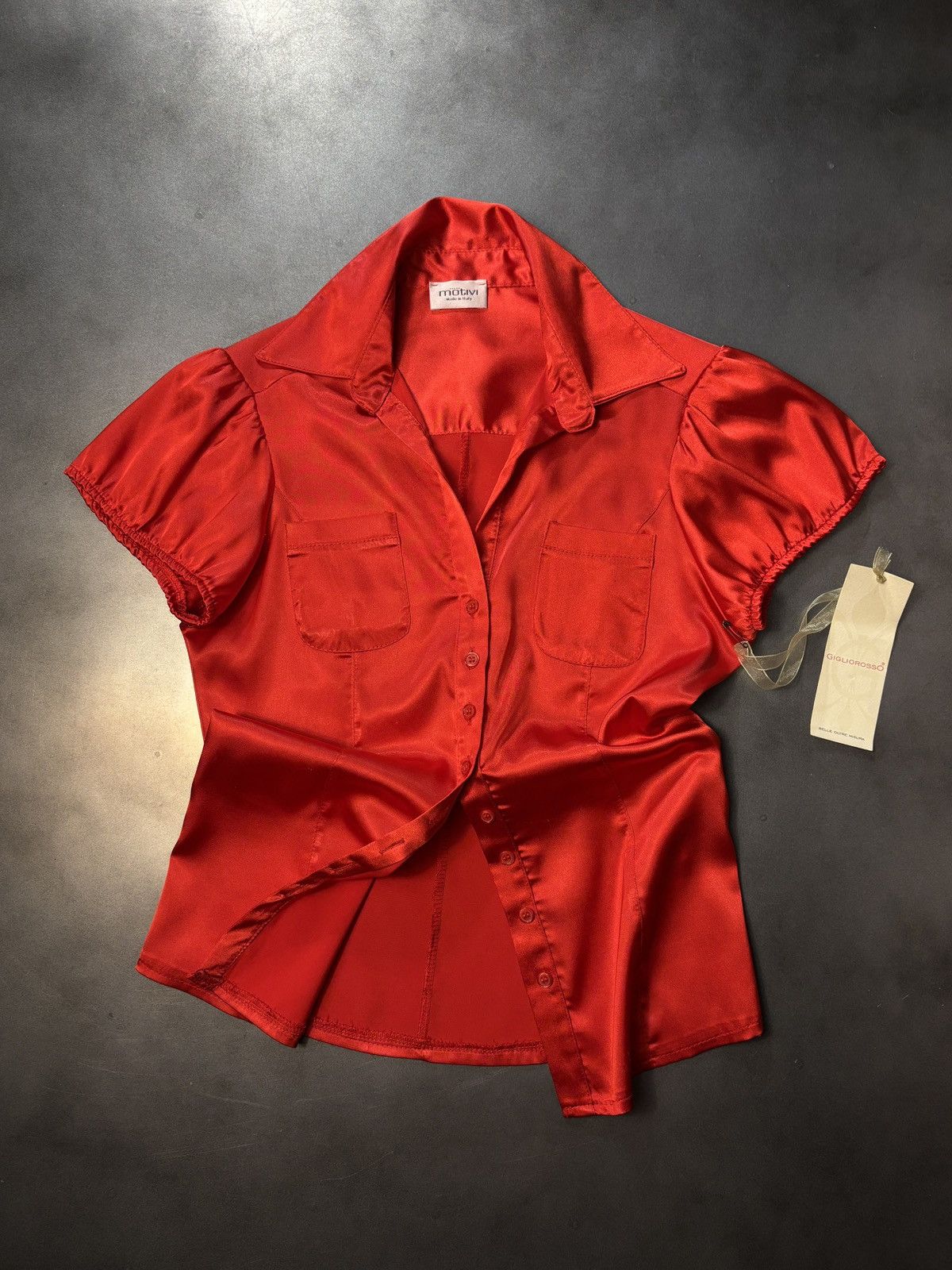 MotivMfg × Vintage Vintage Motivi Satin Shirt Short Sleeve Italy Y2K 1990s 2000 Size M / US 6-8 / IT 42-44 - 1 Thumbnail