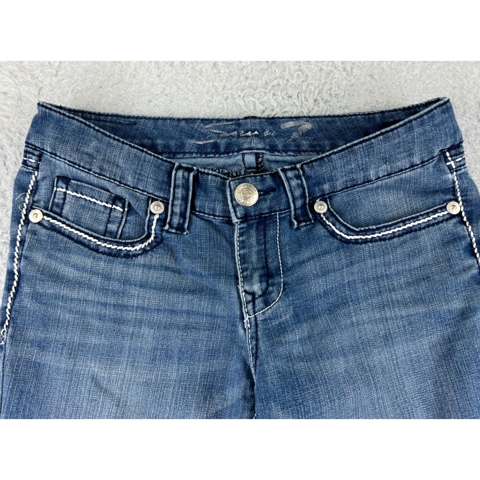 Vintage Seven7 Jeans Women 8 Blue Denim Slim Flared 30x30 Cotton Embroidered Pocket 5-Pocket Low Rise Regular Vintage No N/A Size 32" / US 10 / IT 46 - 4 Thumbnail