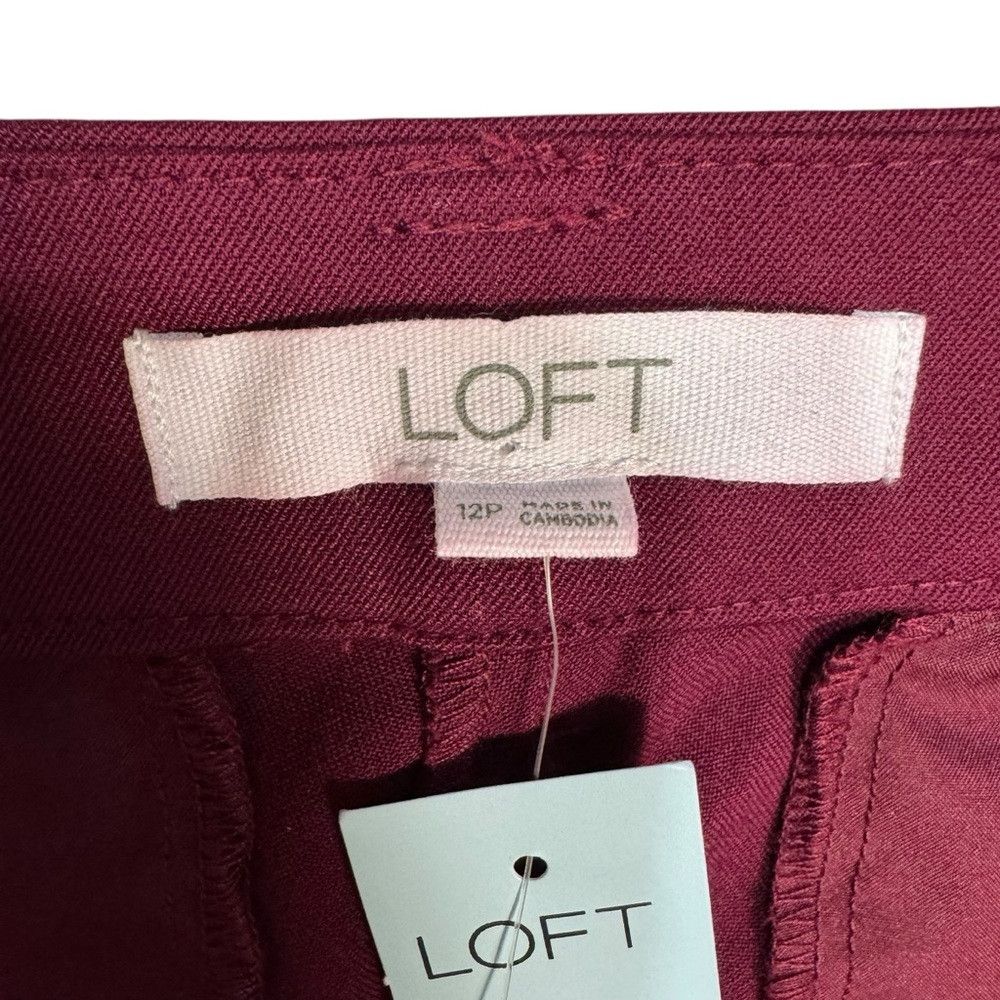 Loft NWT New $90 LOFT Devin Tie Waist Slim Maroon Pants Size 12 Size 34" / US 12 / IT 48 - 7 Thumbnail