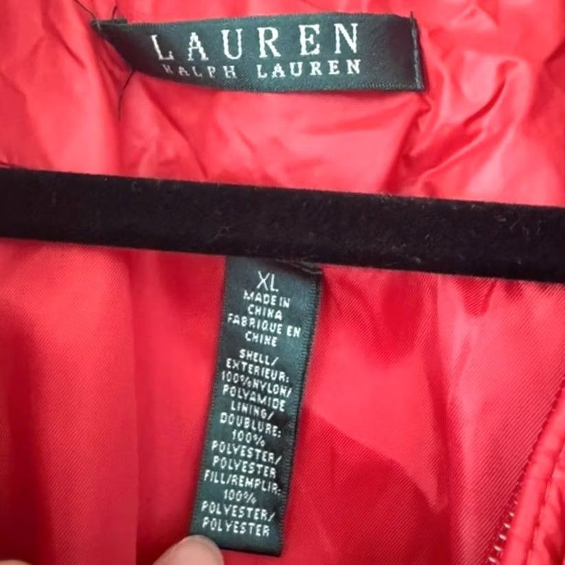Ralph Lauren Ralph Lauren Red Quilted Puffer Full-Zip Lightweight Jacket XL Women’s Pocketed - Nylon - Basic Jacket Size XL / US 12-14 / IT 48-50 - 3 Thumbnail