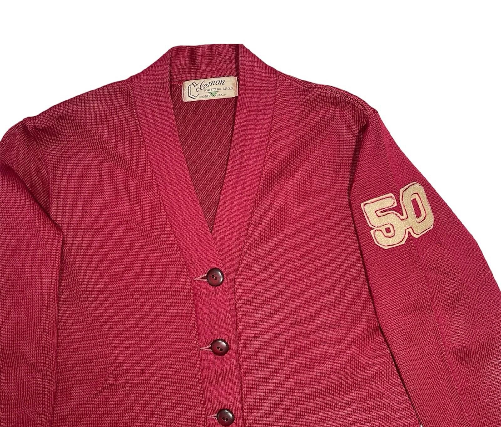 Coleman 1950s Coleman Maroon Wool Cardigan Sweater Jacket Ogden Utah Size US S / EU 44-46 / 1 - 4 Thumbnail