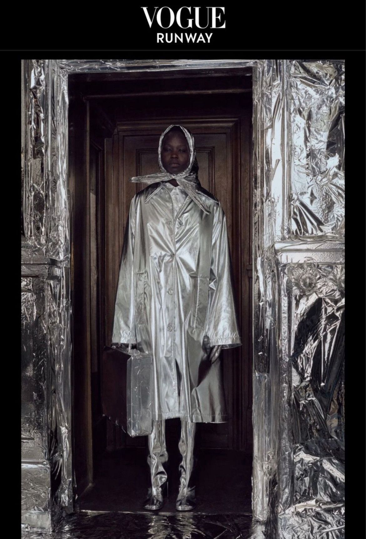 image of Maison Margiela Mm6 Silver Trench, Women's (Size Medium)