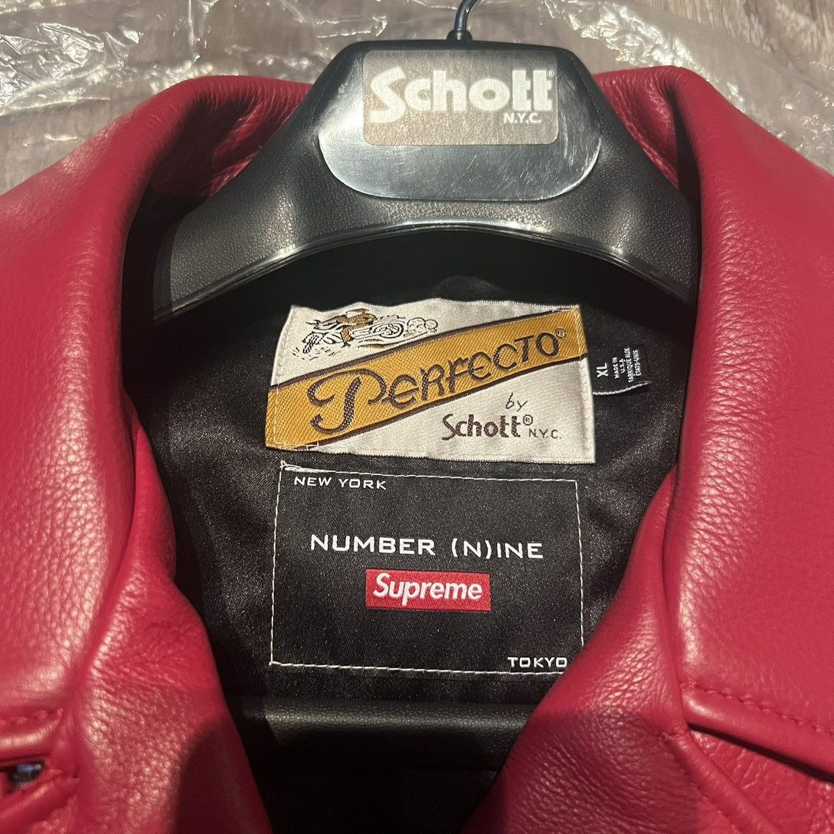Schott × Supreme Supreme Number (N)ine Schott Perfecto Leather Jacket Red XL Size US XL / EU 56 / 4 - 5 Thumbnail
