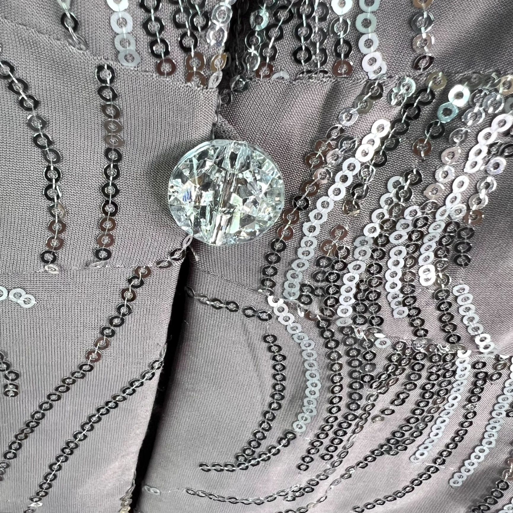 Alex Evenings ALEX Evening Womens Blazer 18W Shawl Lapel Gray Silver Sequin Geometric 50% Polyspanx Regular Size 18W Womens Size XXL / US 16-18 / IT 52-54 - 4 Thumbnail