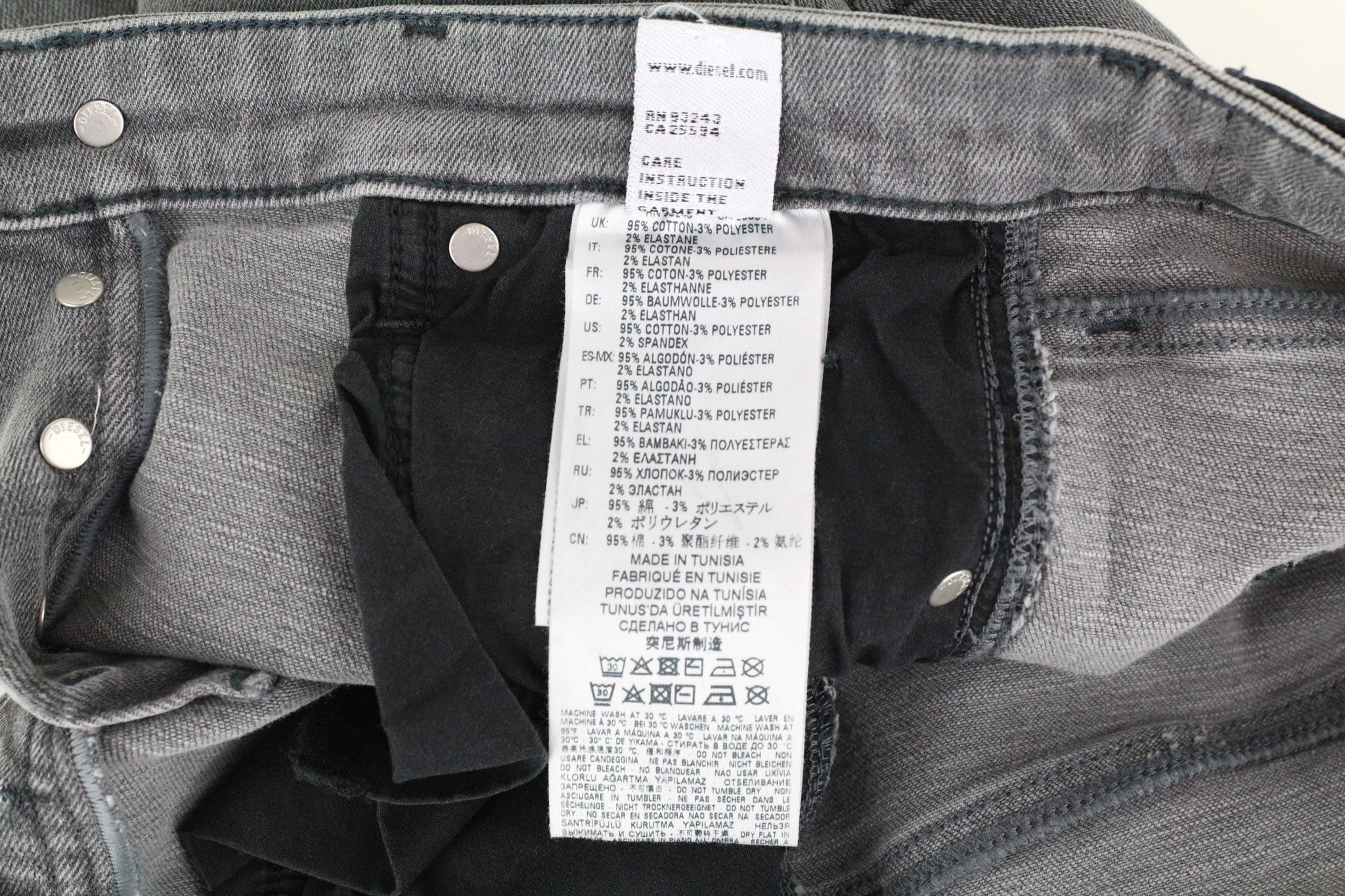Diesel BABHILA 0890S W24/L30 Grey Stretch Buttoned Jeans 69900 Size 24" / US 00 / IT 34 - 8 Thumbnail